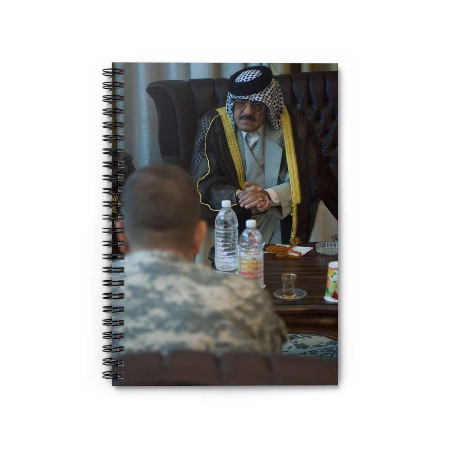 Sheik Mohammed al-Jorani listens to Col. Peter Baker, Spiral Bound Ruled Notebook with Printed Cover