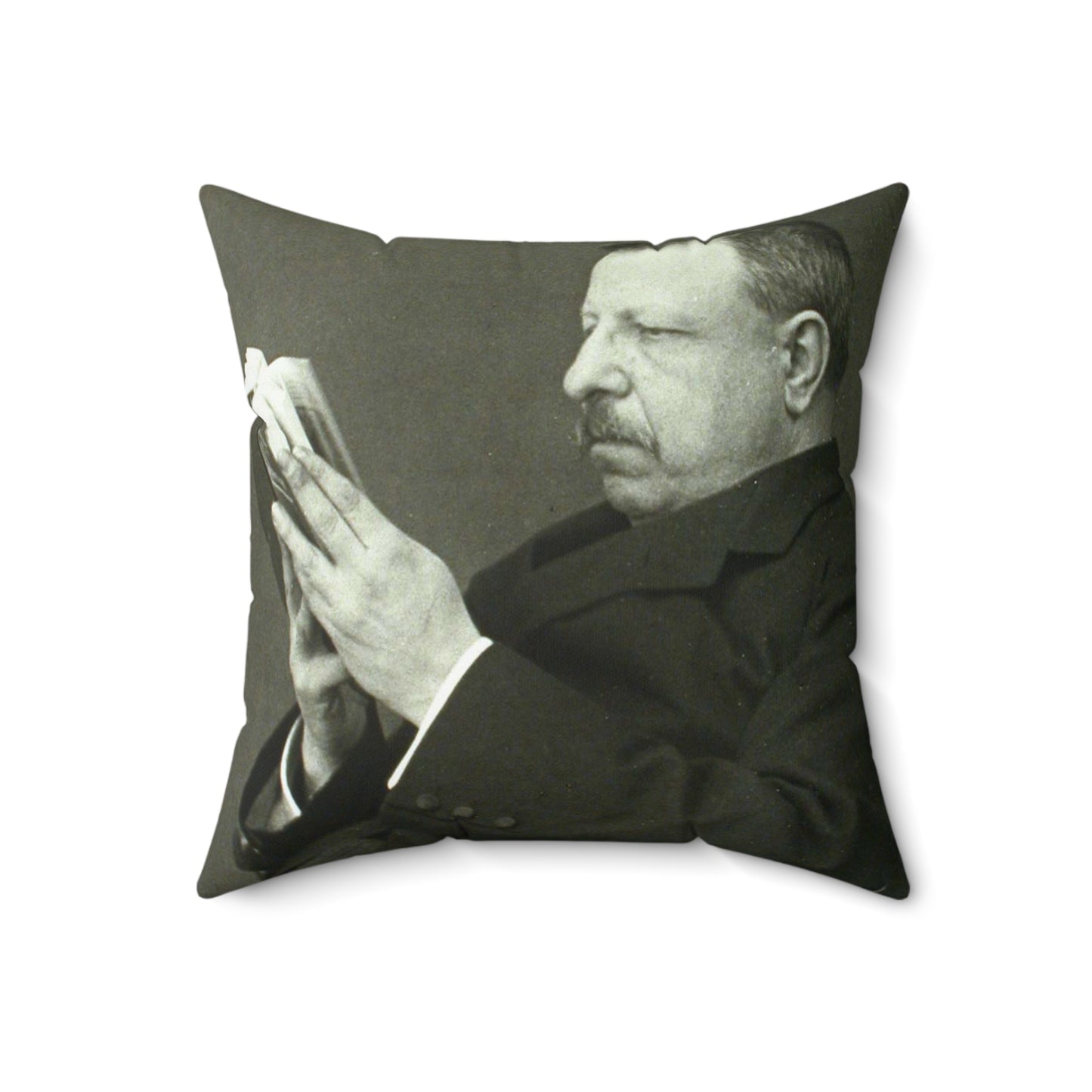 B.Croce, Italy - A black and white photo of a man reading a book Decorative Accent Square Pillow