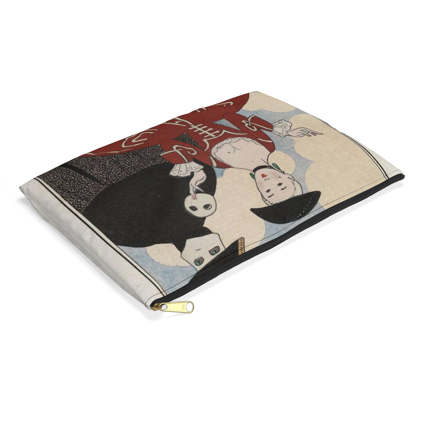 Fancy dress (Travestissement d'aprés Longhi - Robe de damas galonnée de blanc sur laquelle on jettera une baiite de taffetas noir et de dentelle) (CBL WEp 0847) Large Organizer Pouch with Black Zipper
