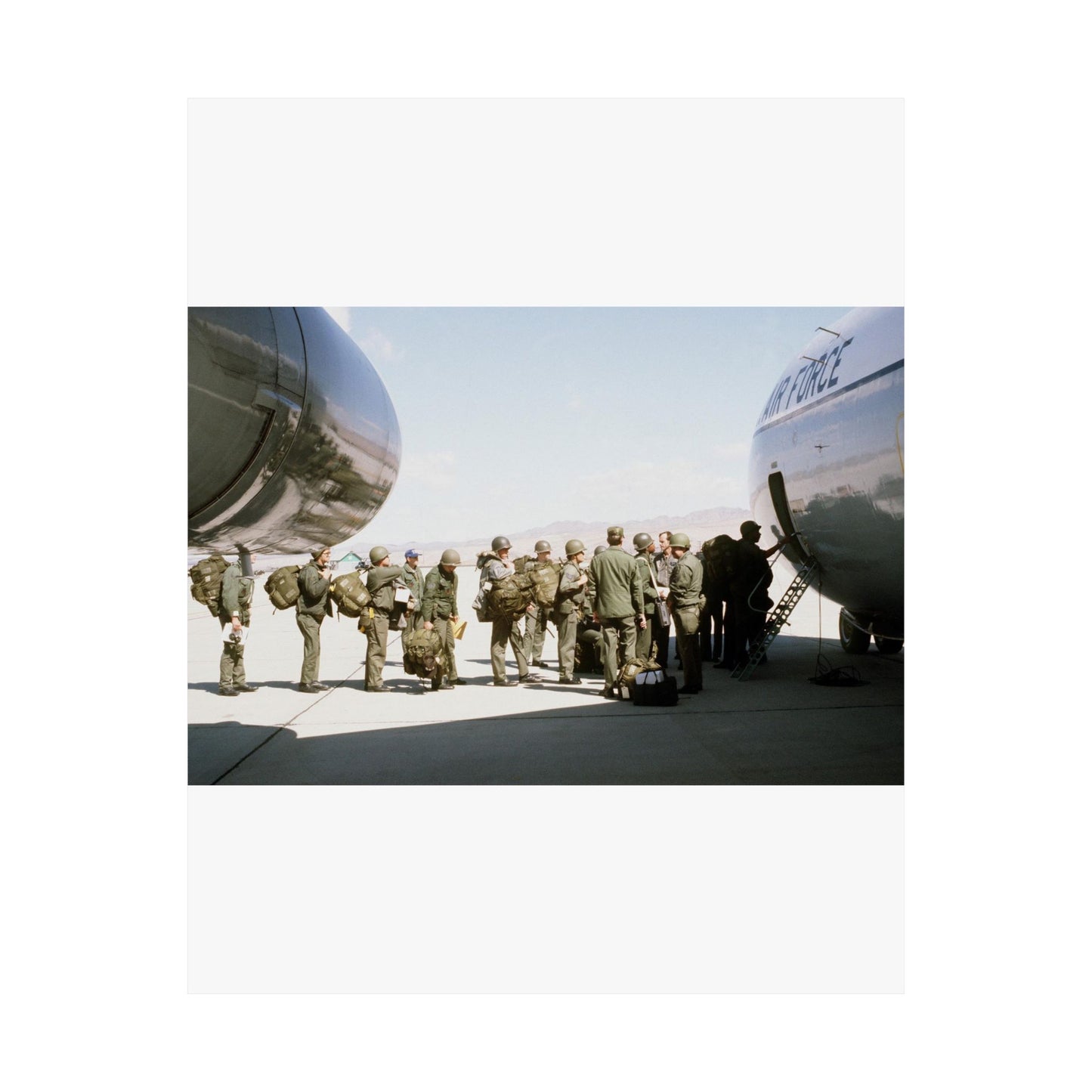 Troops embark a C-141 Starlifter aircraft during exercise Team Spirit (Coronet Spray) High Quality Matte Wall Art Poster for Home, Office, Classroom