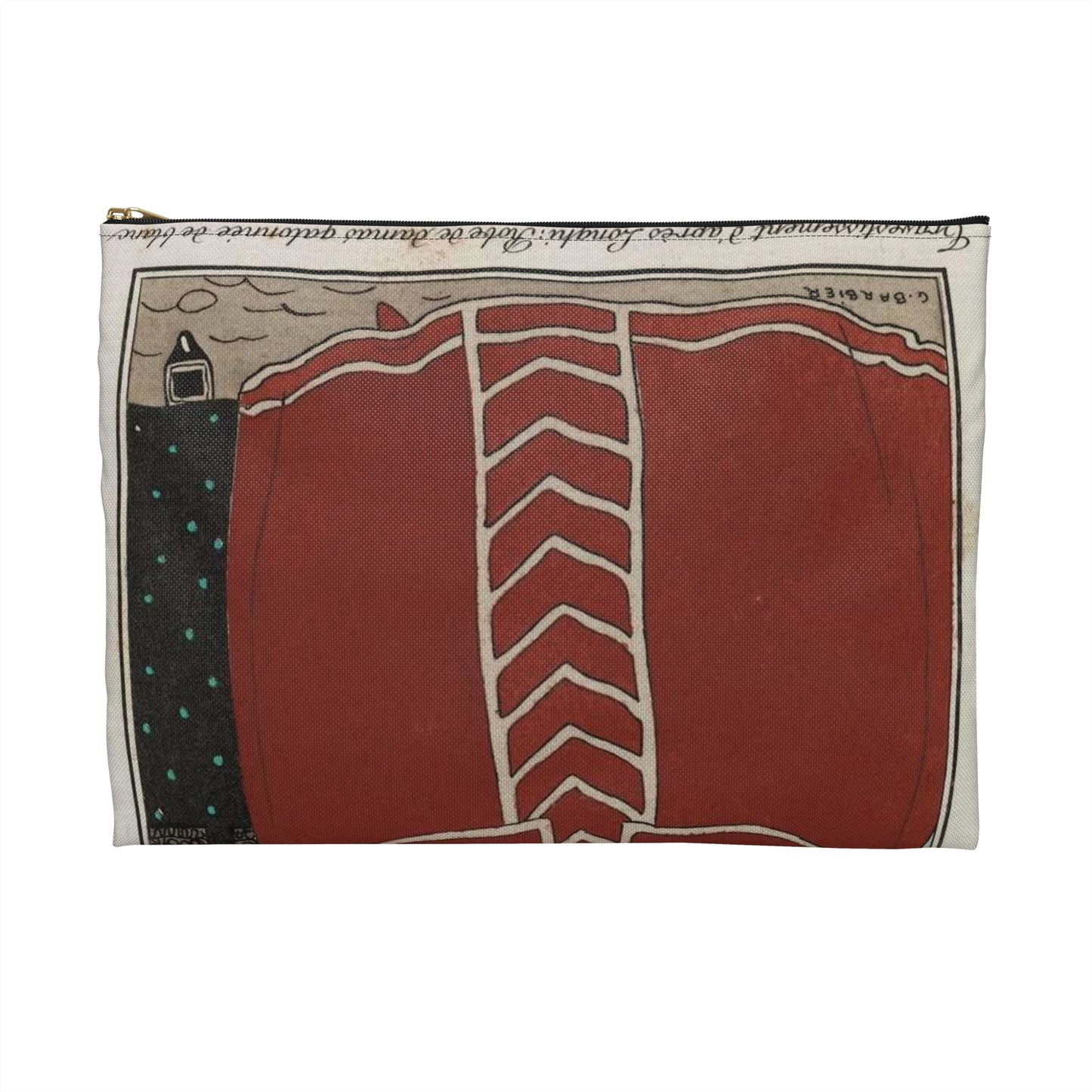 Fancy dress (Travestissement d'aprés Longhi - Robe de damas galonnée de blanc sur laquelle on jettera une baiite de taffetas noir et de dentelle) (CBL WEp 0847) Large Organizer Pouch with Black Zipper