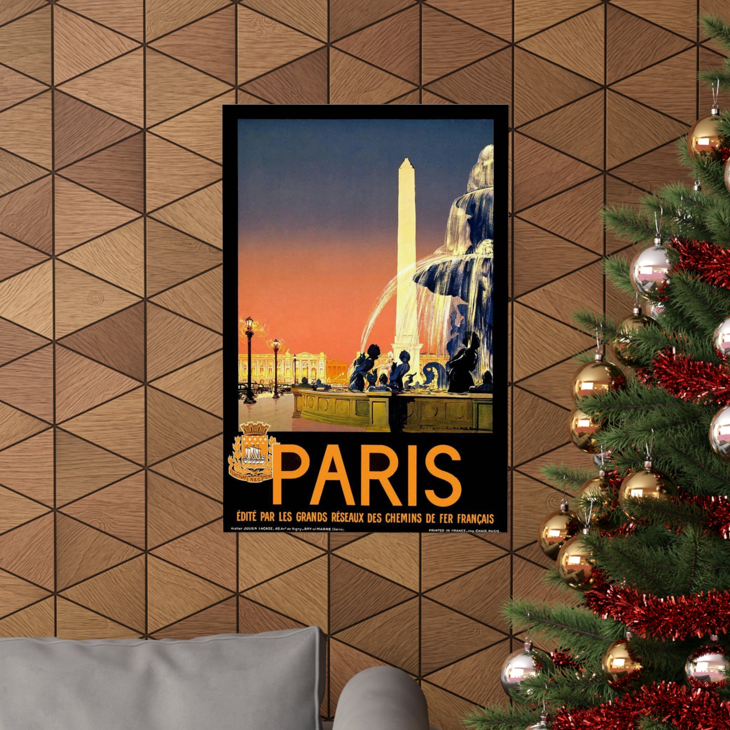 Paris. Vintage Travel Poster. - Art Deco public domain image High Quality Matte Wall Art Poster for Home, Office, Classroom