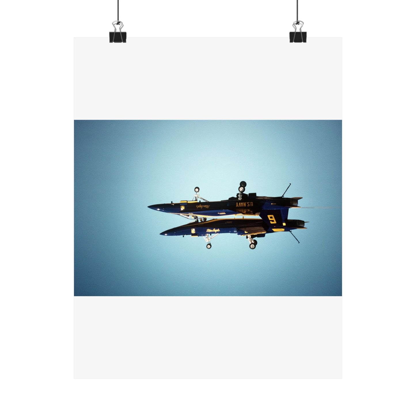 Two F/A-18A Hornet aircraft of the Blue Angels Flight Demonstration Squadron execute the Fortus maneuver during an air show High Quality Matte Wall Art Poster for Home, Office, Classroom