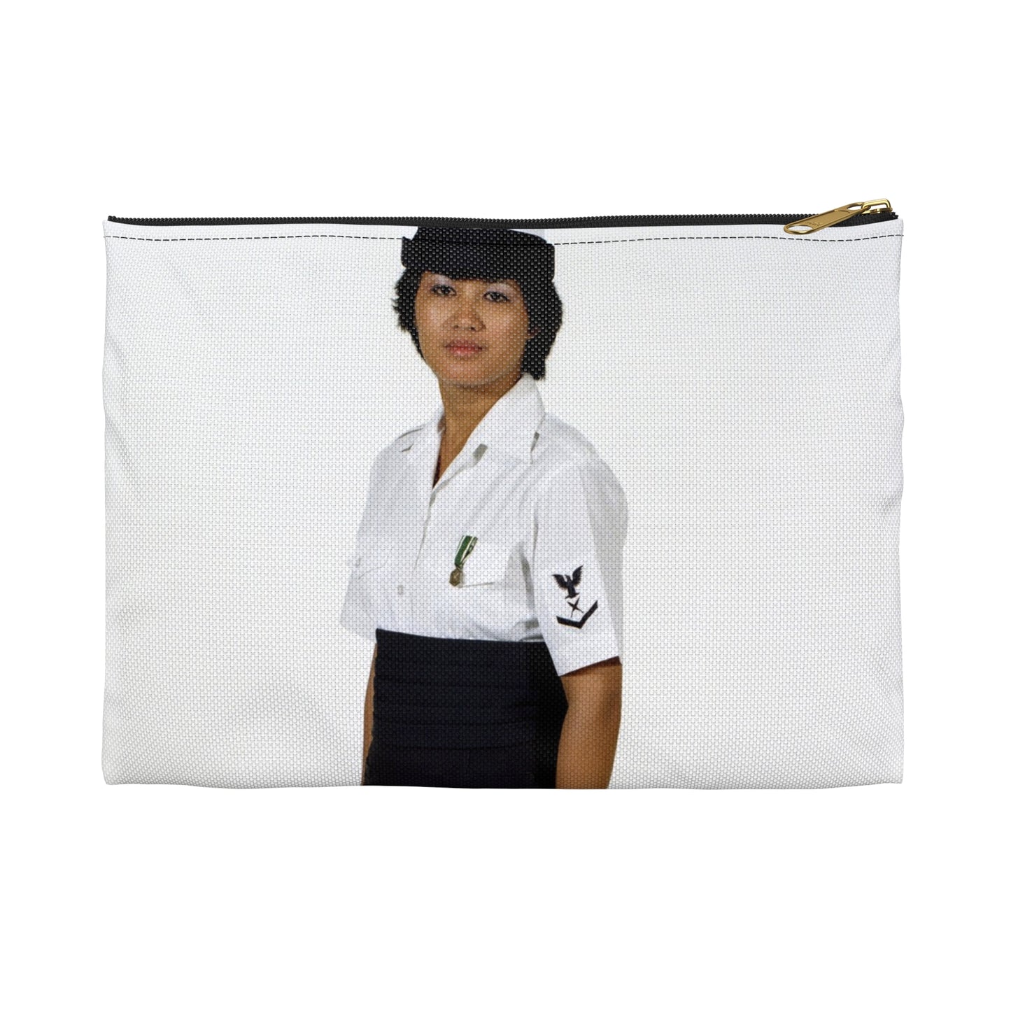 Uniform: Tropical dinner dress blue, Navy enlisted women, ranks E-1 through E-6 Large Organizer Pouch with Black Zipper