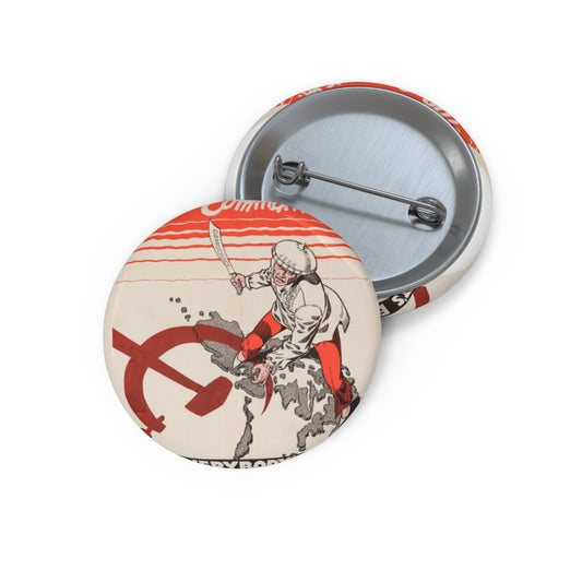Stop Communism, Cold War American Propaganda poster Pin Buttons with Crisp Design