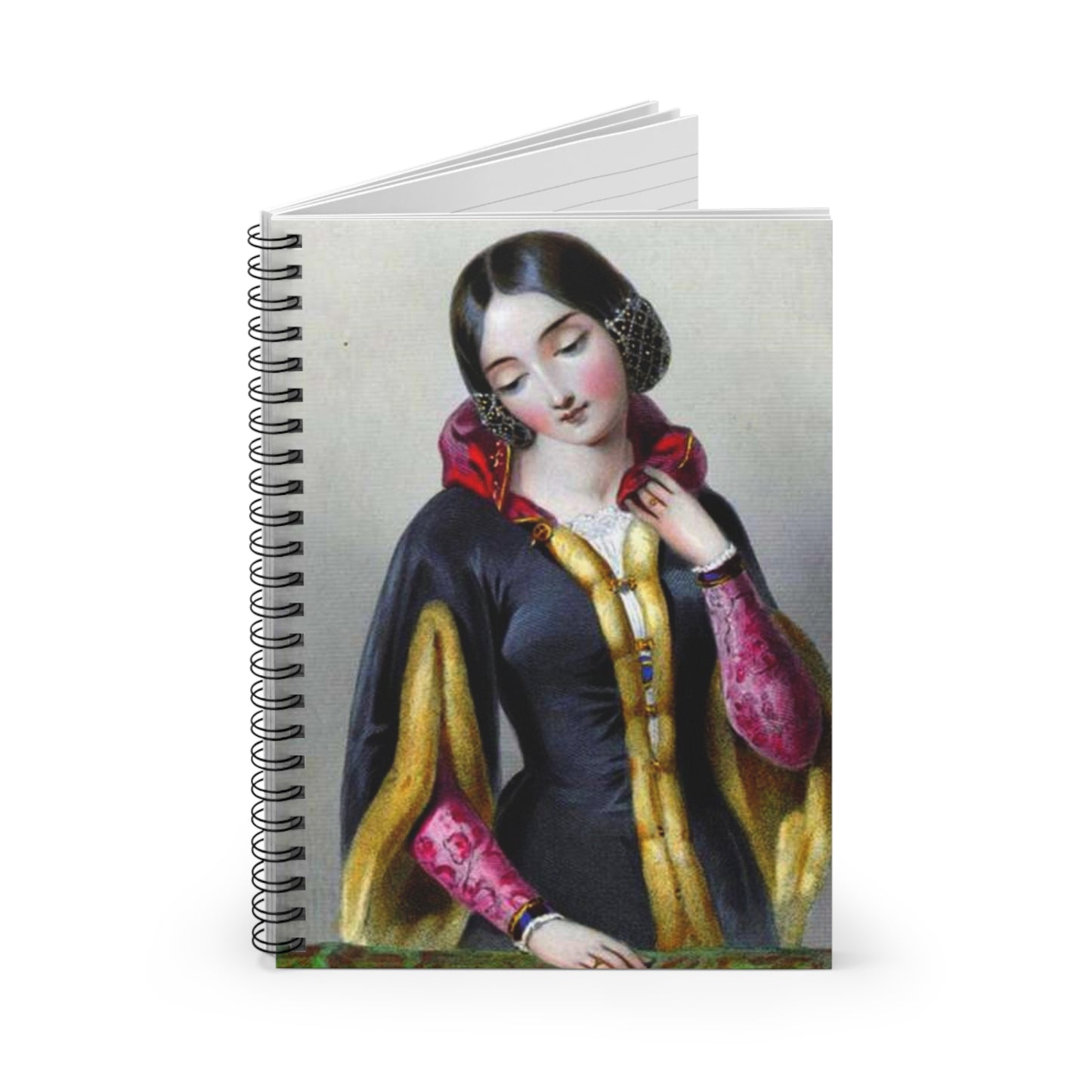 Ana Boemia - A painting of a woman in a black dress Spiral Bound Ruled Notebook with Printed Cover