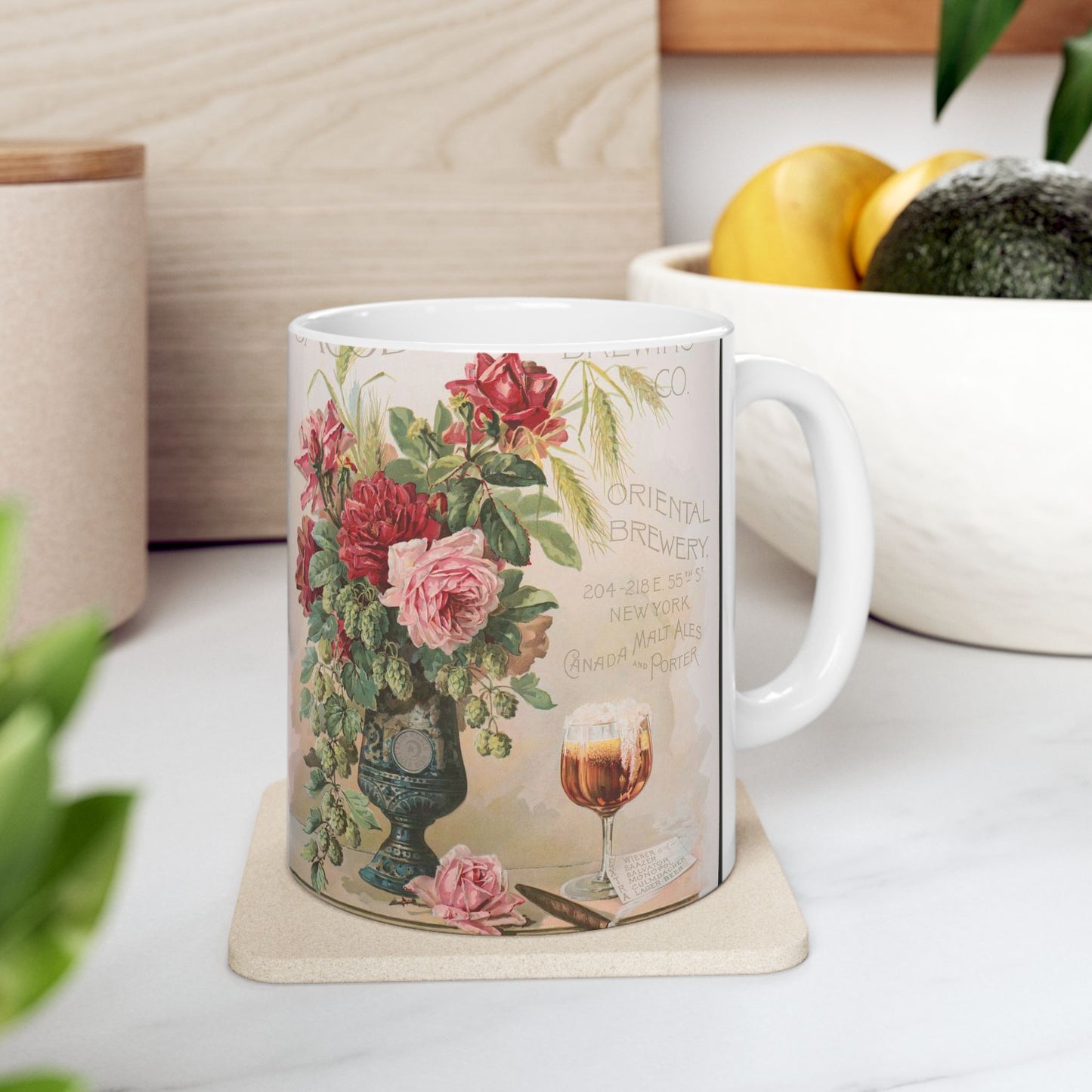 Compliments of the Jacob Hoffmann Brewing Co., Oriental brewery Beautiful Novelty Ceramic Coffee Mug 11oz