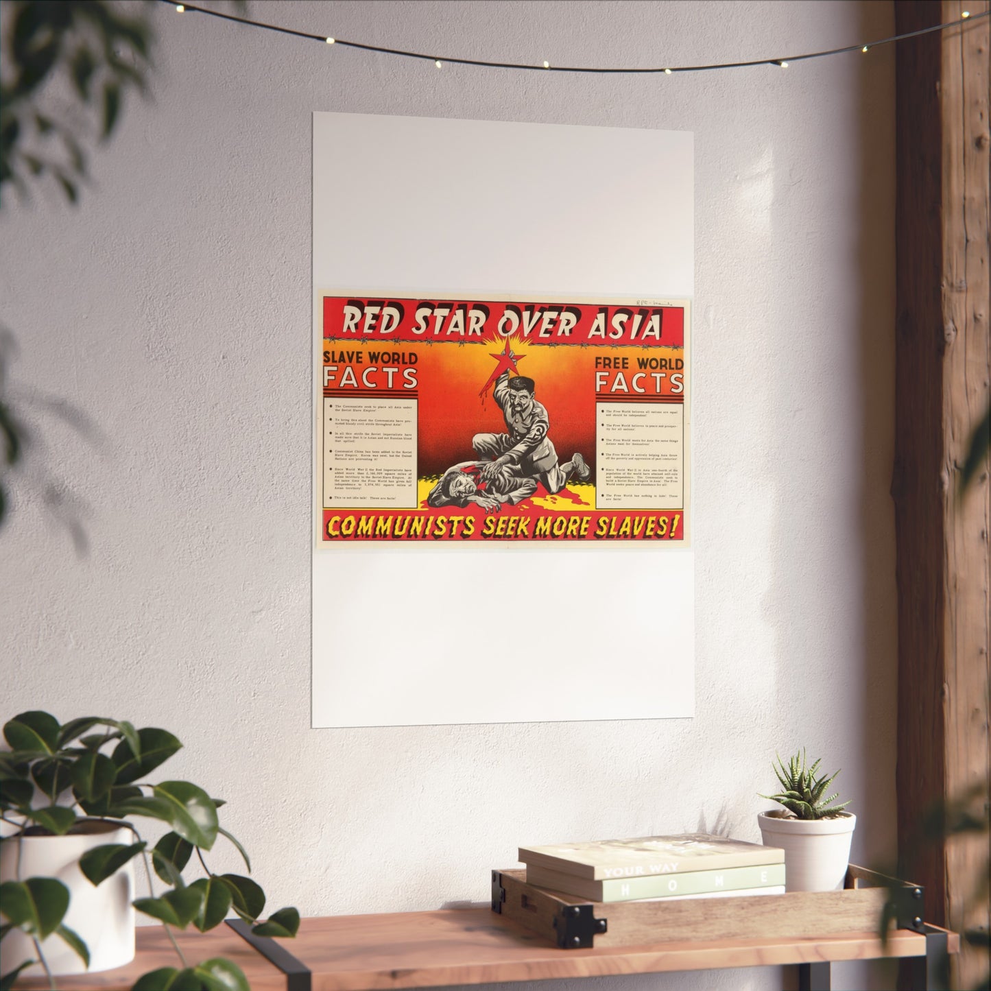 Red Star Over Asia PO-24-E, United States information service propaganda High Quality Matte Wall Art Poster for Home, Office, Classroom