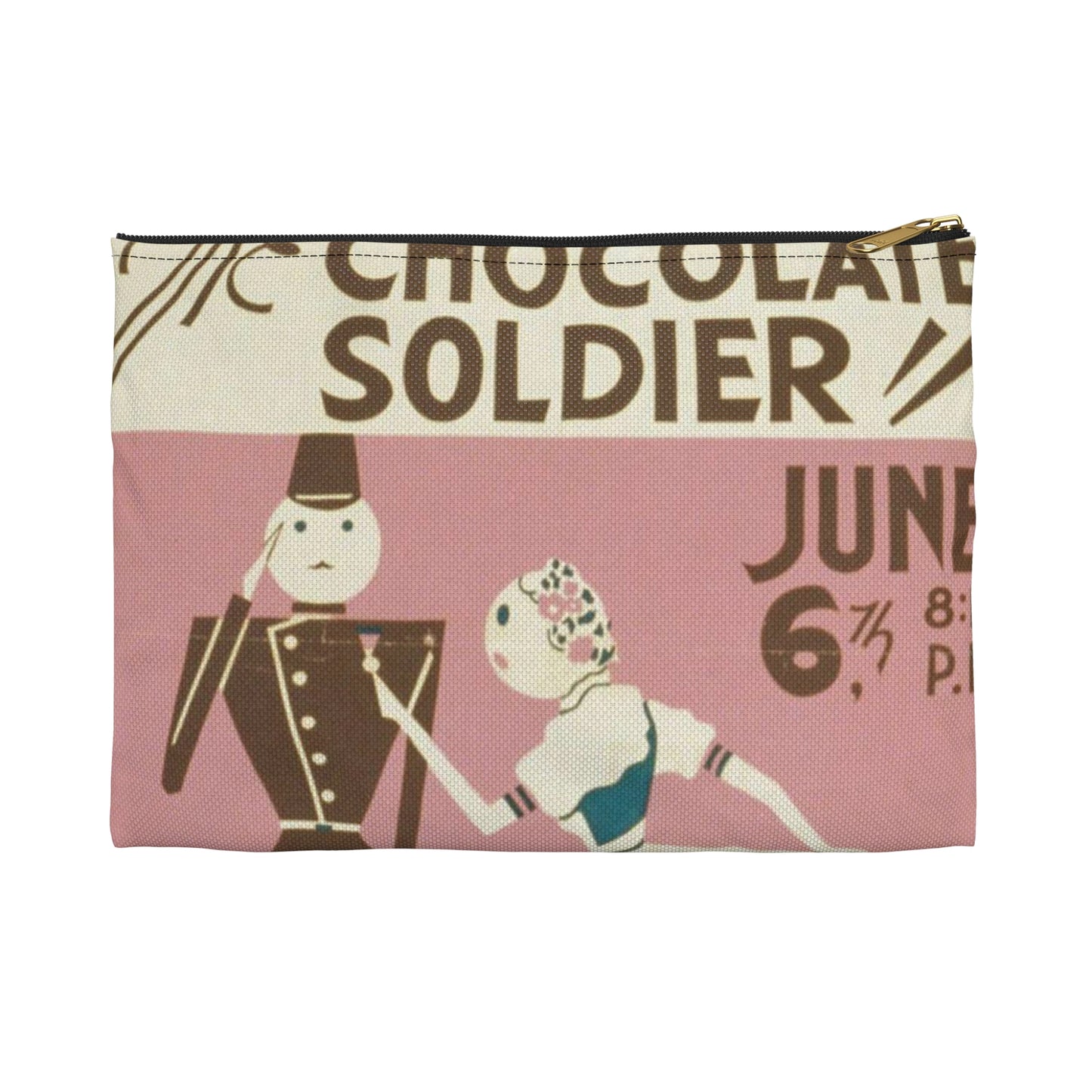 "The chocolate soldier" - WPA poster, Public domain, Library of Congress Large Organizer Pouch with Black Zipper