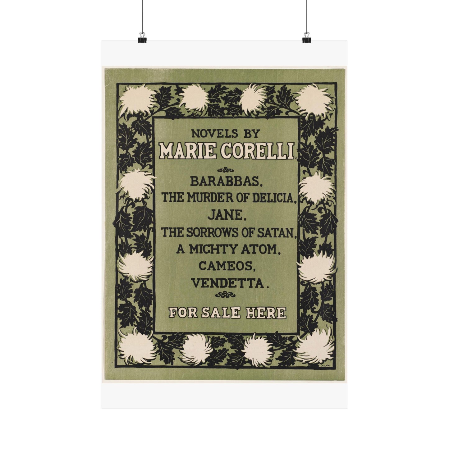 Novels by Marie Corelli, Art Nouveau poster High Quality Matte Wall Art Poster for Home, Office, Classroom