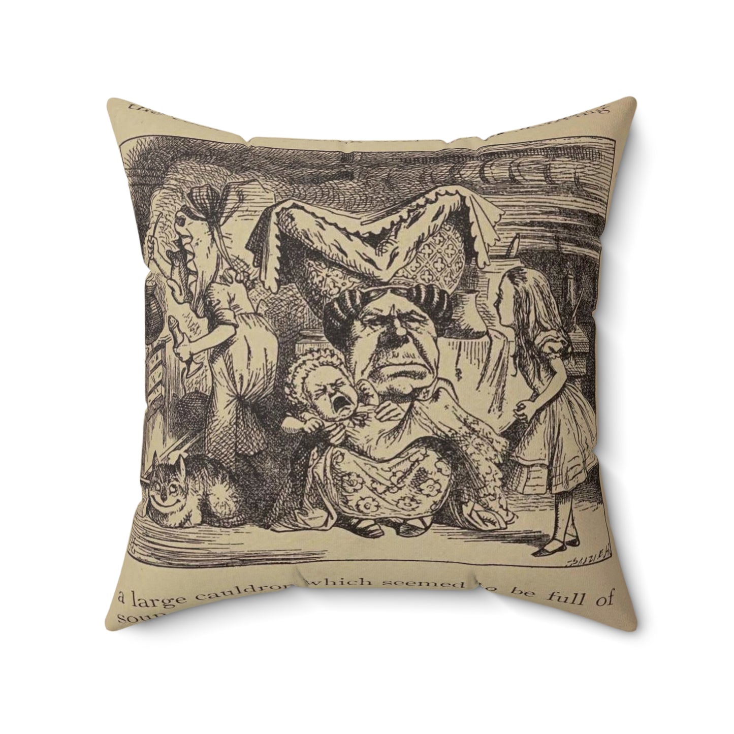 Alice's adventures in Wonderland, Decorative Accent Square Pillow