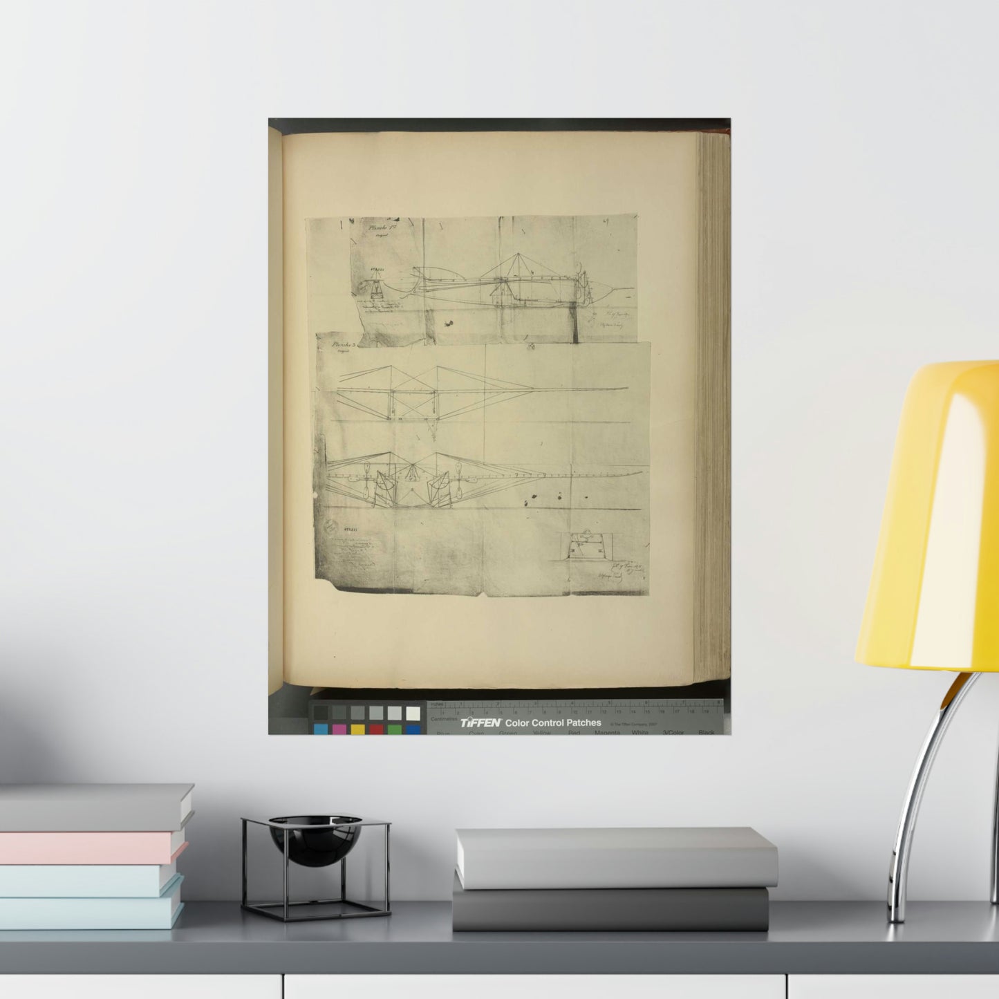 Patent drawing - Planche I et II du brevet n° 111.574 pris en France le 16 février 1876, par Penaud et Gauchot, pour «Un aéro-plane ou appareil aérien volant». Public domain  image High Quality Matte Wall Art Poster for Home, Office, Classroom
