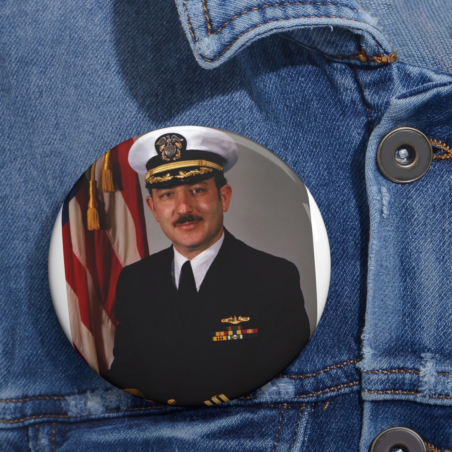 Commander Joel M. Greenberg, USN (covered) Pin Buttons with Crisp Design