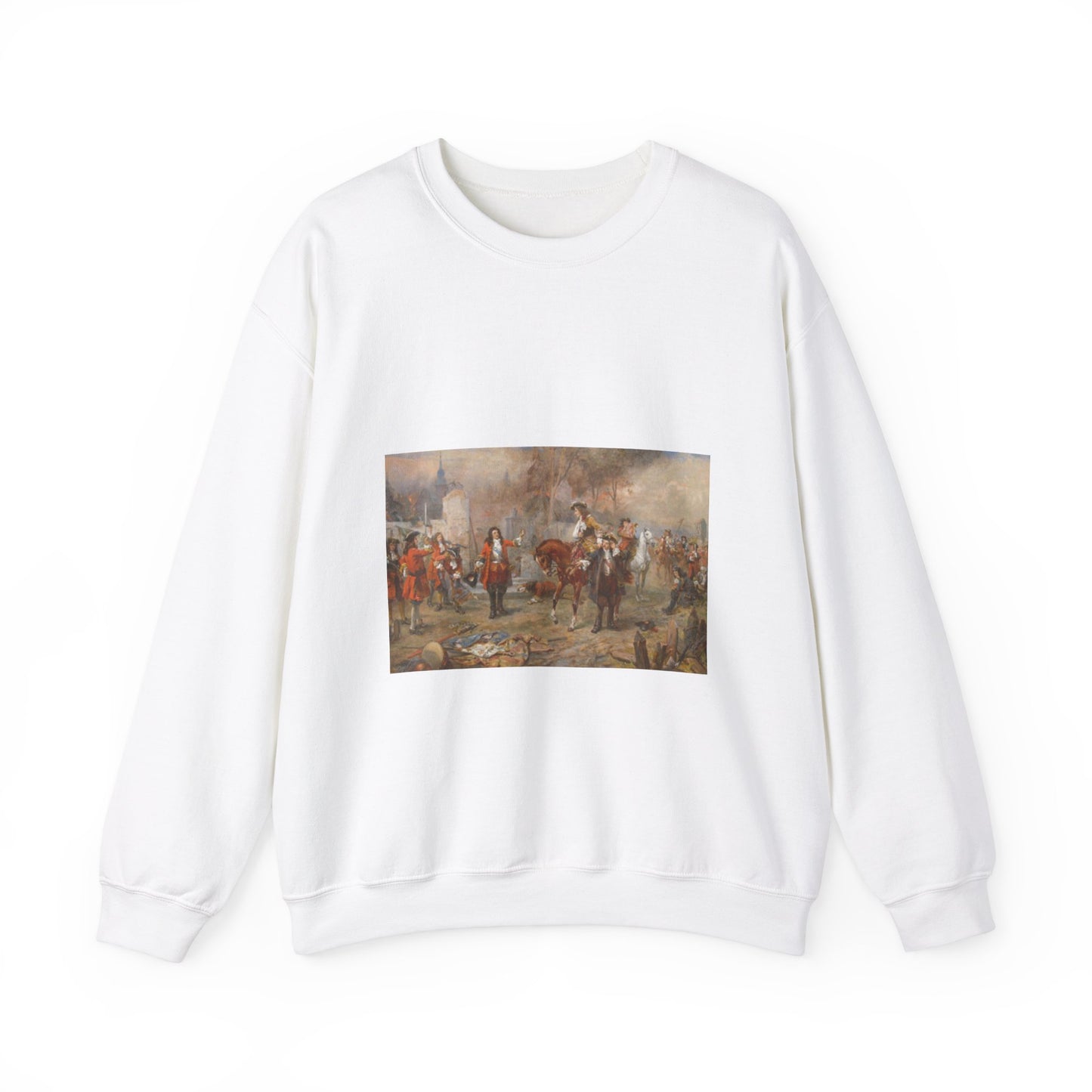 The Duke of Marlborough greeting Prince Eugene of Savoy after their victory at Blenheim White Heavy Blend Adult Crew Neck SweatShirt