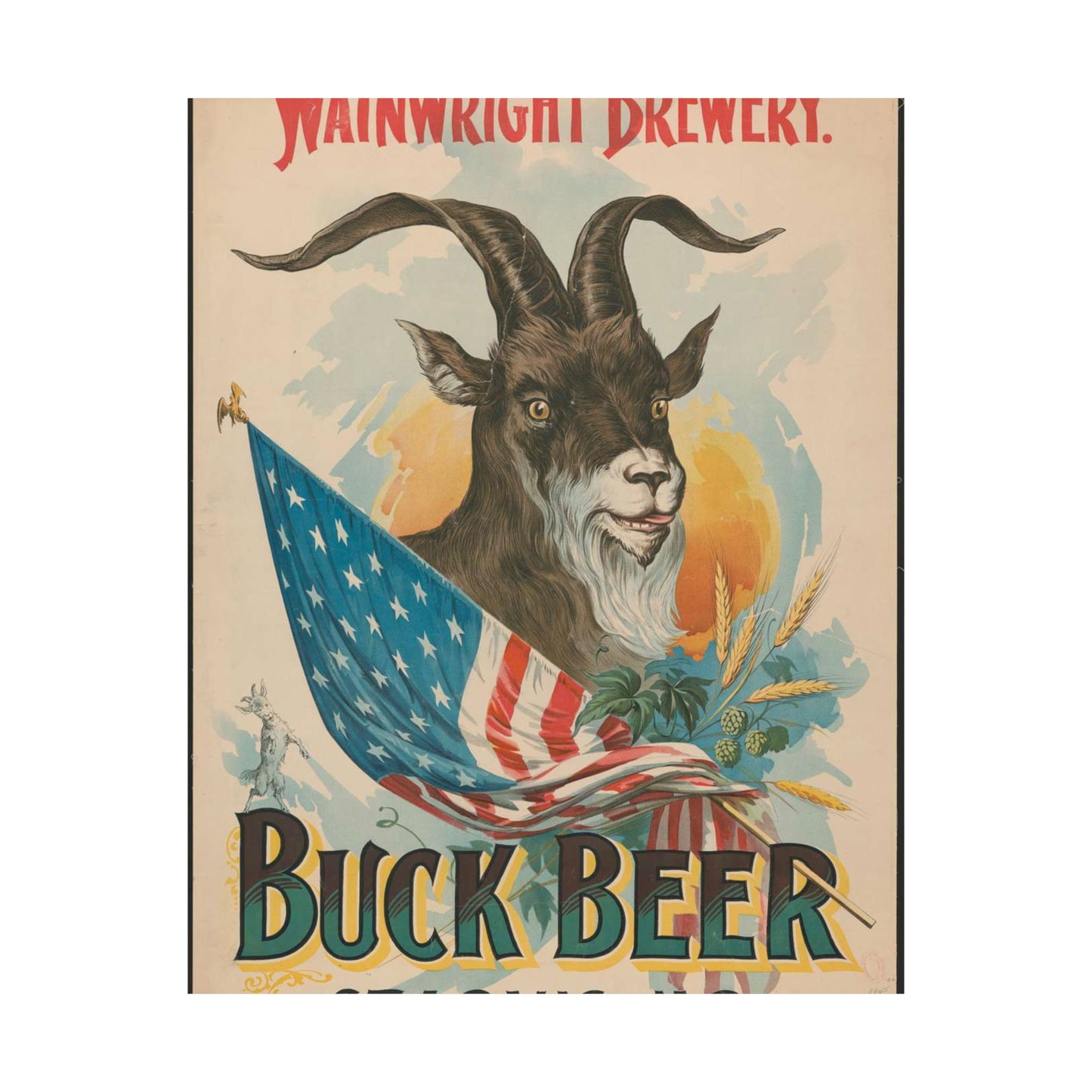 Wainwright Brewery, Buck Beer, St. Louis, MO High Quality Matte Wall Art Poster for Home, Office, Classroom