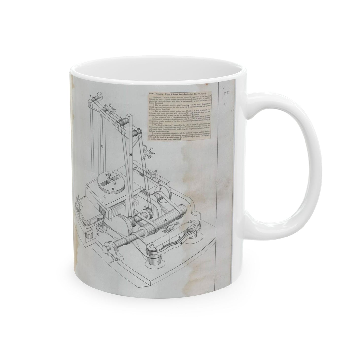 Patent drawing - for W. H. Broden's Target Public domain  image Beautiful Novelty Ceramic Coffee Mug 11oz