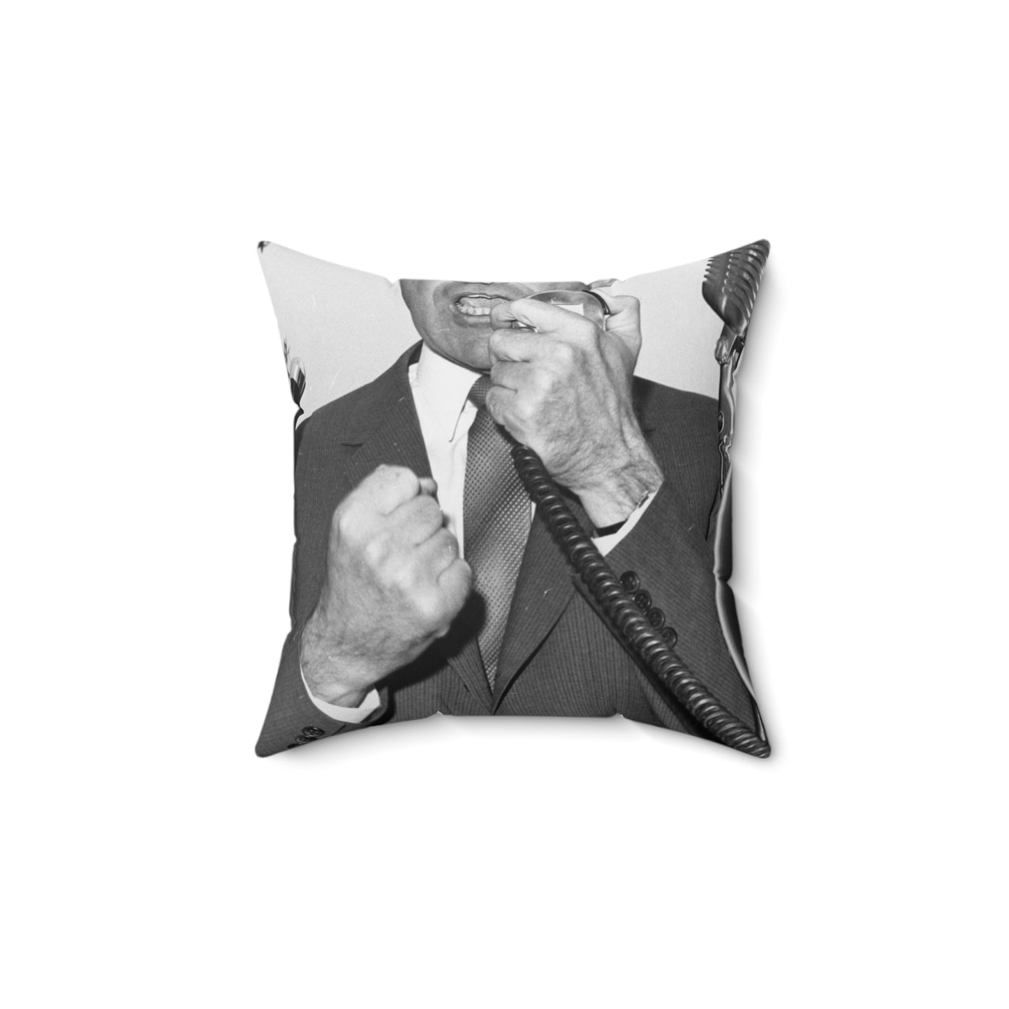 Richard Nixon clinches his fist as he addresses his first audience in Long Island, New York Decorative Accent Square Pillow