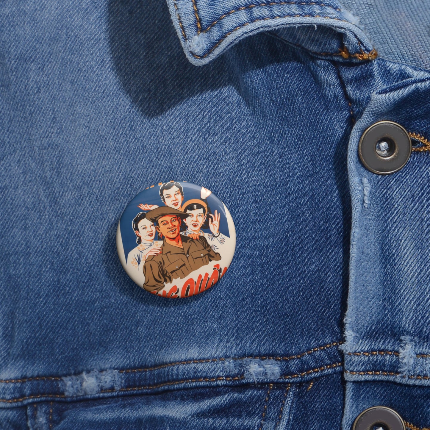 Viet Poster #5, Cold War American Propaganda poster Pin Buttons with Crisp Design