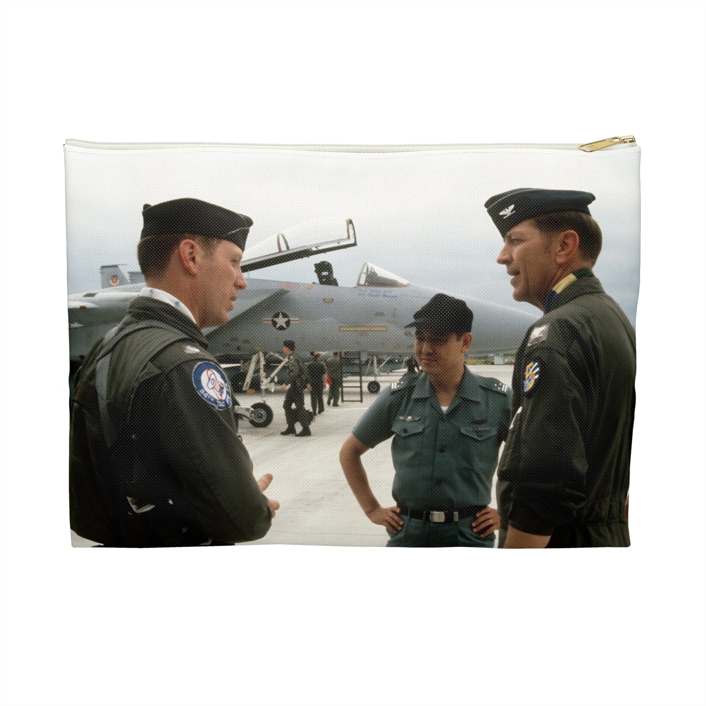 Upon his arrival, LTC Tom Barber (left), is greeted by Exercise Cope North '81-3 directors, COL George Peacock and Japanese Air SelF Defense Force COL V. Nomura Large Organizer Pouch with Black Zipper