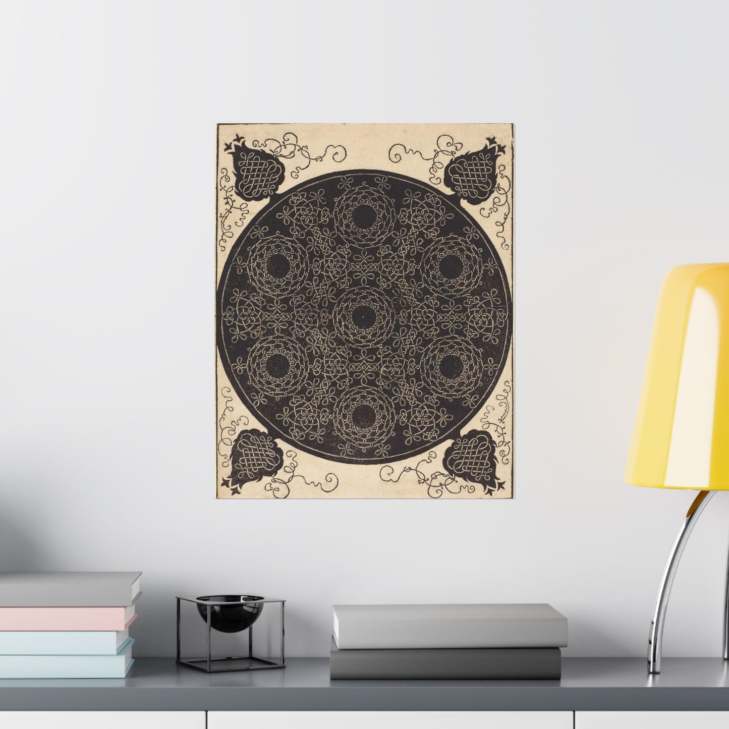 The Fourth Knot (combining seven circular groups of knots with black centers) High Quality Matte Wall Art Poster for Home, Office, Classroom