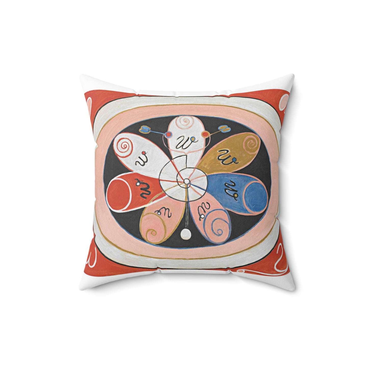 A painting of a colorful flower with writing on it Hilma af Klint - no date - Untitled Decorative Accent Square Pillow