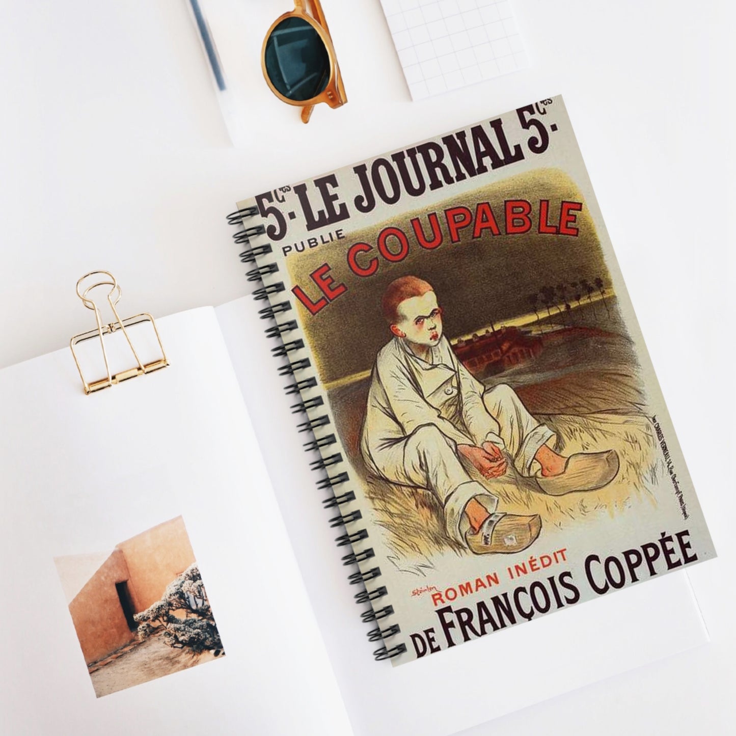 Affiche pour le roman "le Coupable", de François Coppée, publié dans le Journal. Spiral Bound Ruled Notebook with Printed Cover