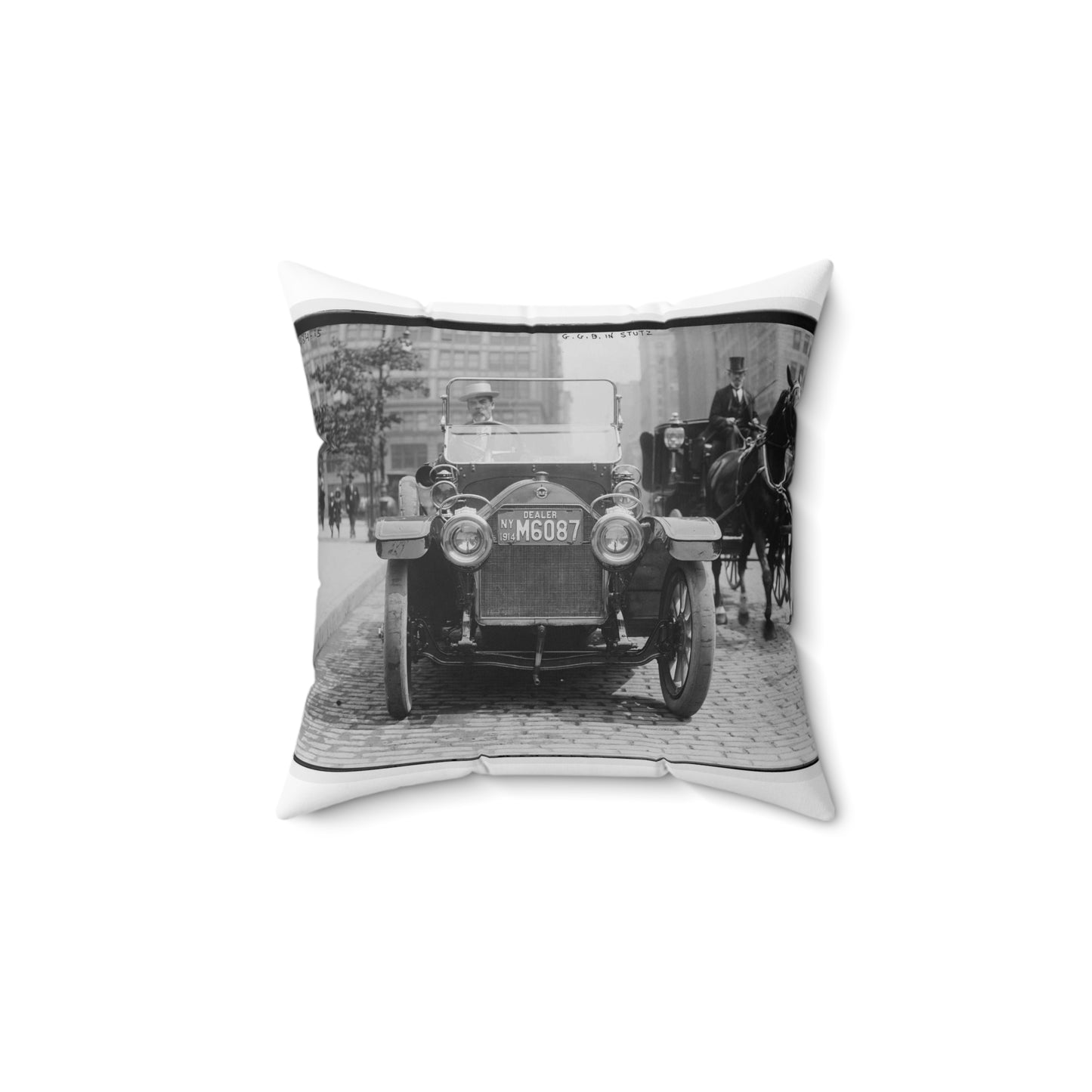 G.G.B. i.e., George Grantham Bain in Stutz Decorative Accent Square Pillow