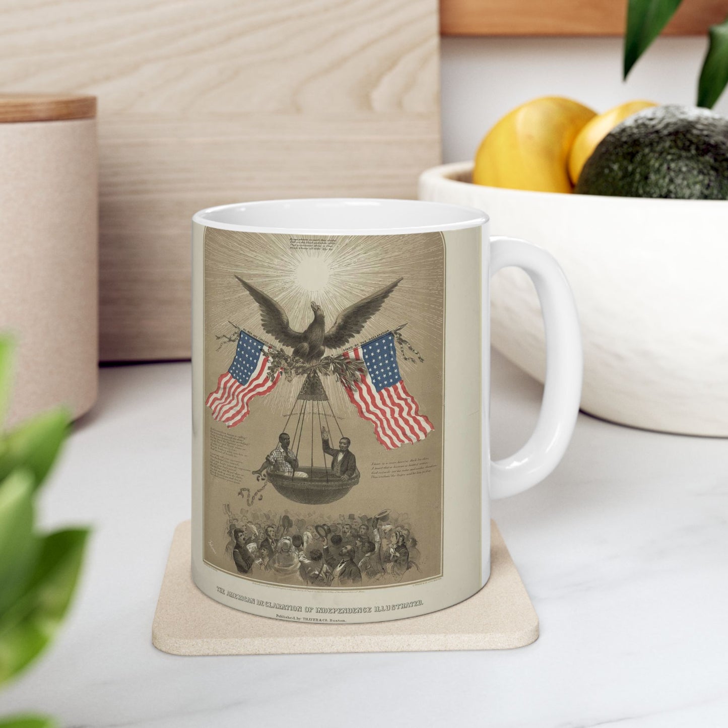 The American Declaration of Independence illustrated / Fabronious ; designed by R. Thayer ; L. Prang & Co. Lith., Boston. Beautiful Novelty Ceramic Coffee Mug 11oz