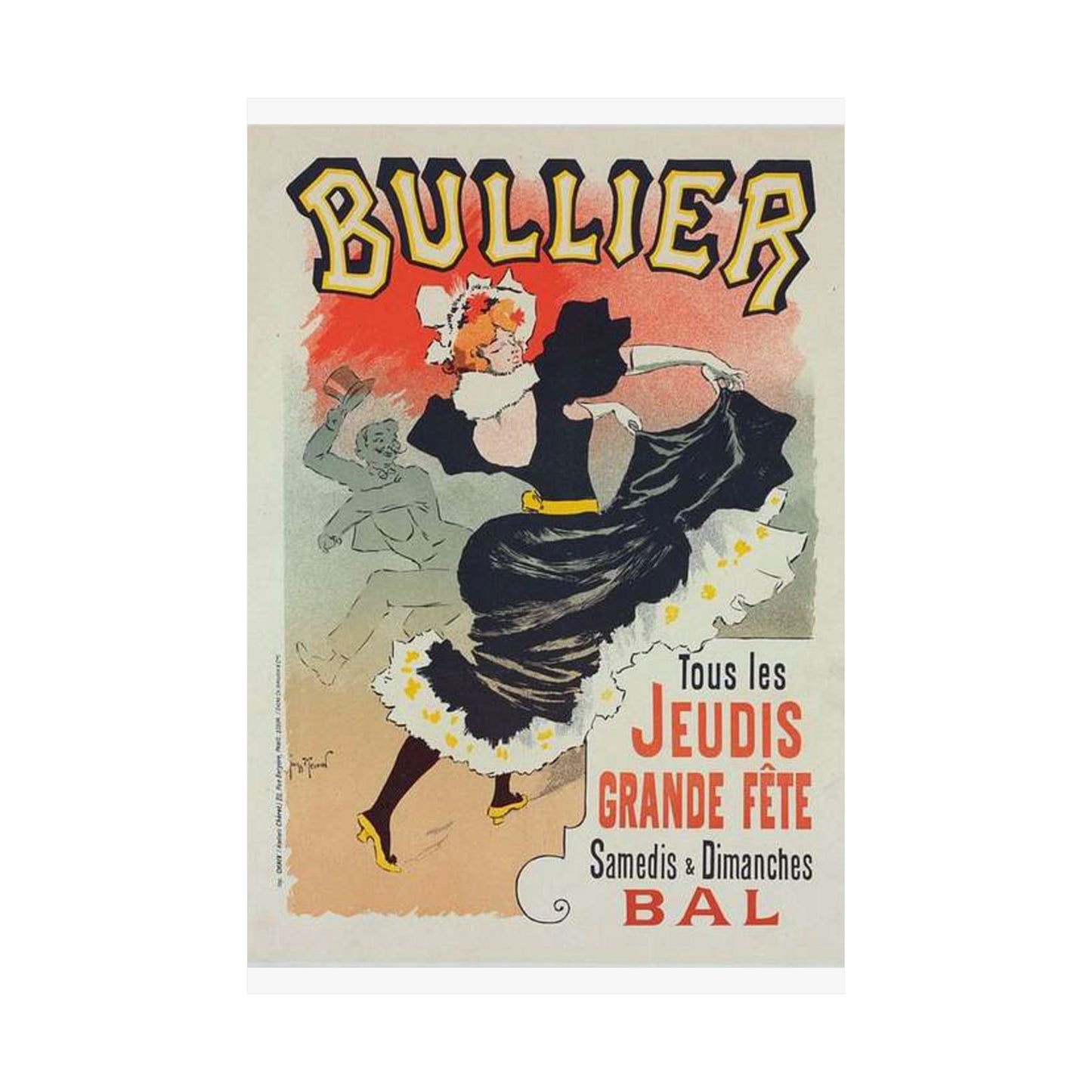 Affiche pour le "Bal Bullier".. Public domain reproduction. High Quality Matte Wall Art Poster for Home, Office, Classroom