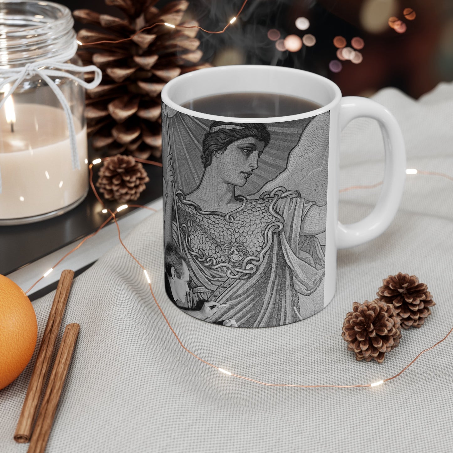 Cleaning the Minerva figure at the Library of Congress's Thomas Jefferson Building, Washington, D.C. Beautiful Novelty Ceramic Coffee Mug 11oz