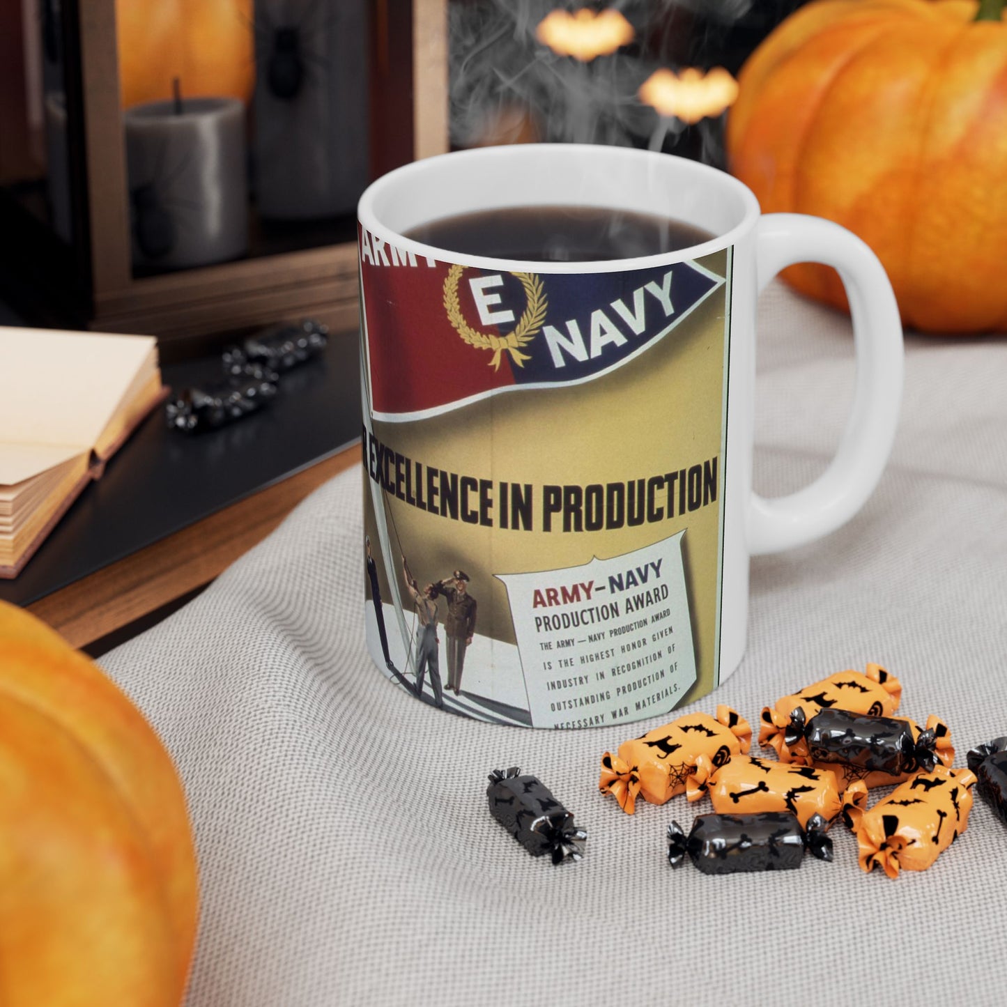 "For Excellence in producton, Army Navy "E" - NARA - 514282 Beautiful Novelty Ceramic Coffee Mug 11oz