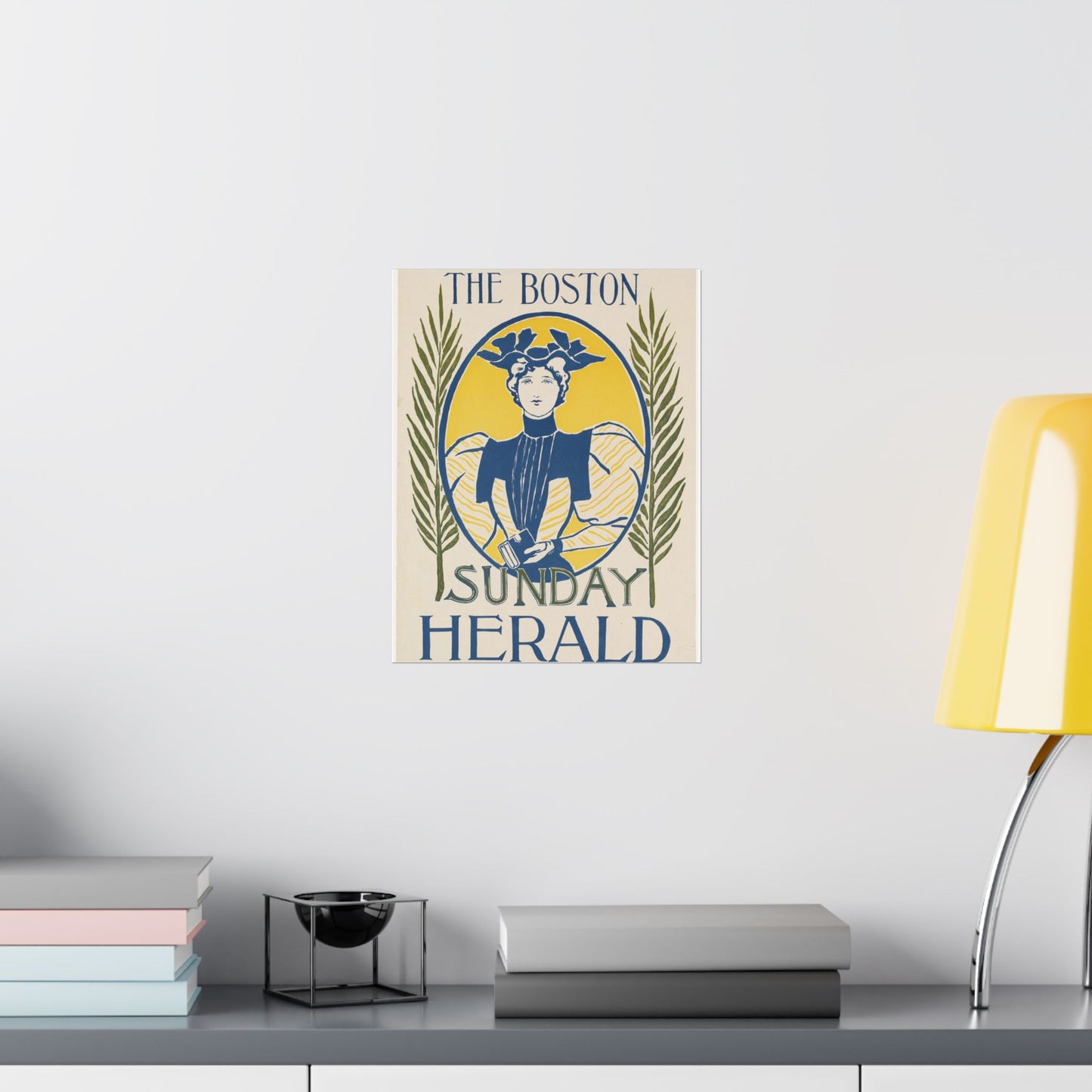 The Boston Sunday herald, Art Nouveau Poster High Quality Matte Wall Art Poster for Home, Office, Classroom