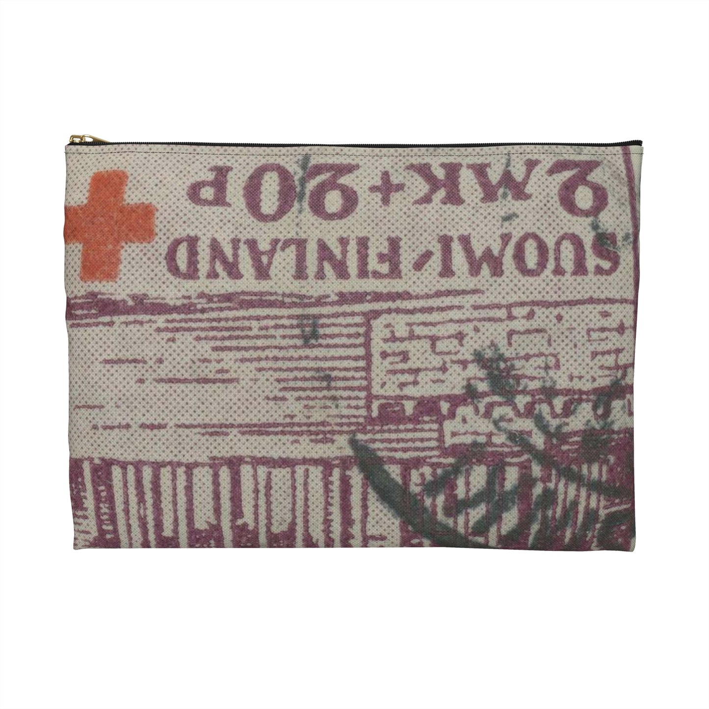 Frimärke ur Gösta Bodmans filatelistiska motivsamling, påbörjad 1950.Frimärke från Finland 1932. Motiv av St. Nicolaus Katedralen i Helsningfors. Large Organizer Pouch with Black Zipper