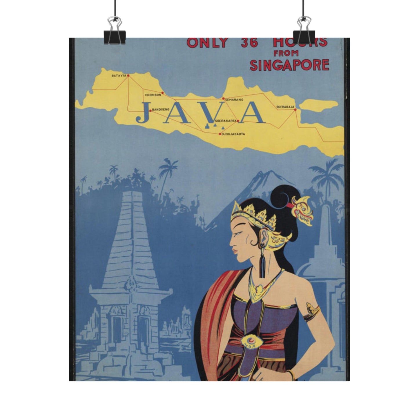 Java. Vintage Travel Poster., Art Deco Poster High Quality Matte Wall Art Poster for Home, Office, Classroom