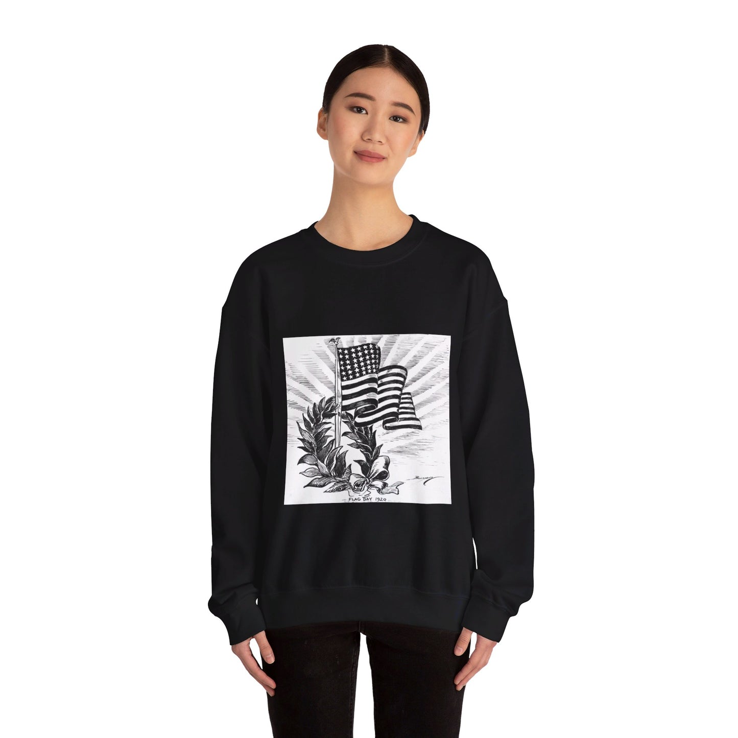 Flag Day, 1920 - Political cartoon, public domain image Black Heavy Blend Adult Crew Neck SweatShirt