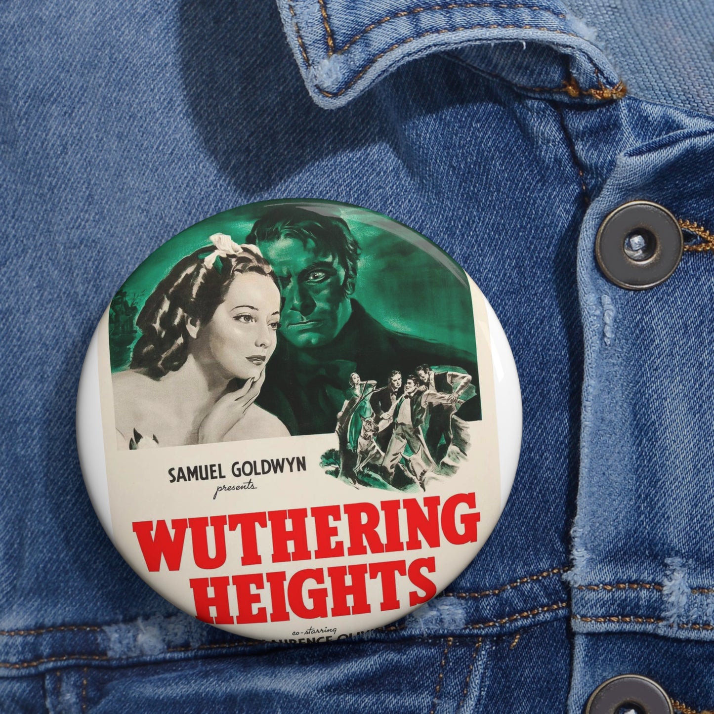 Wuthering Heights (1939 poster) Pin Buttons with Crisp Design