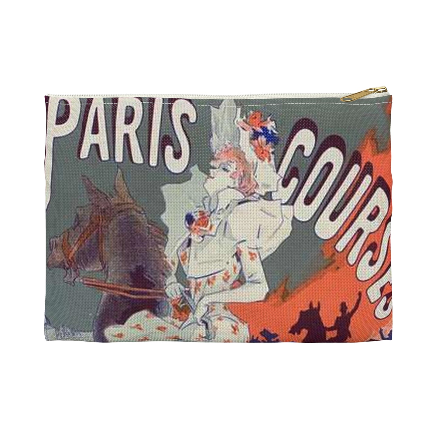 Affiche pour l'Hippodrome de la Porte-Maillot, "Paris-Courses". Large Organizer Pouch with Black Zipper