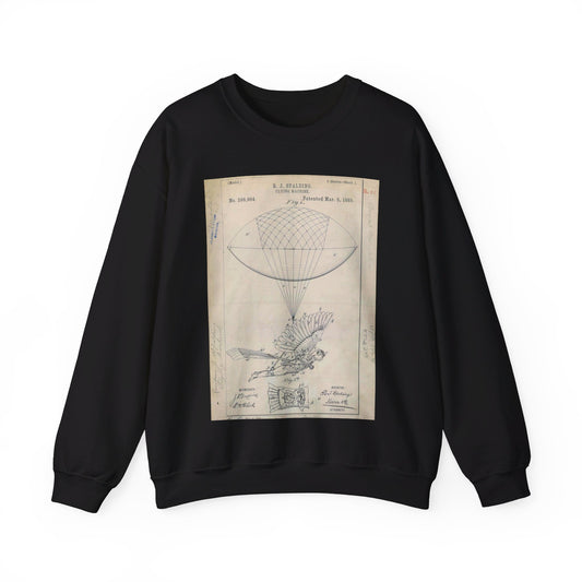 Patent drawing - for R. J. Spalding's Flying Machine Public domain  image Black Heavy Blend Adult Crew Neck SweatShirt