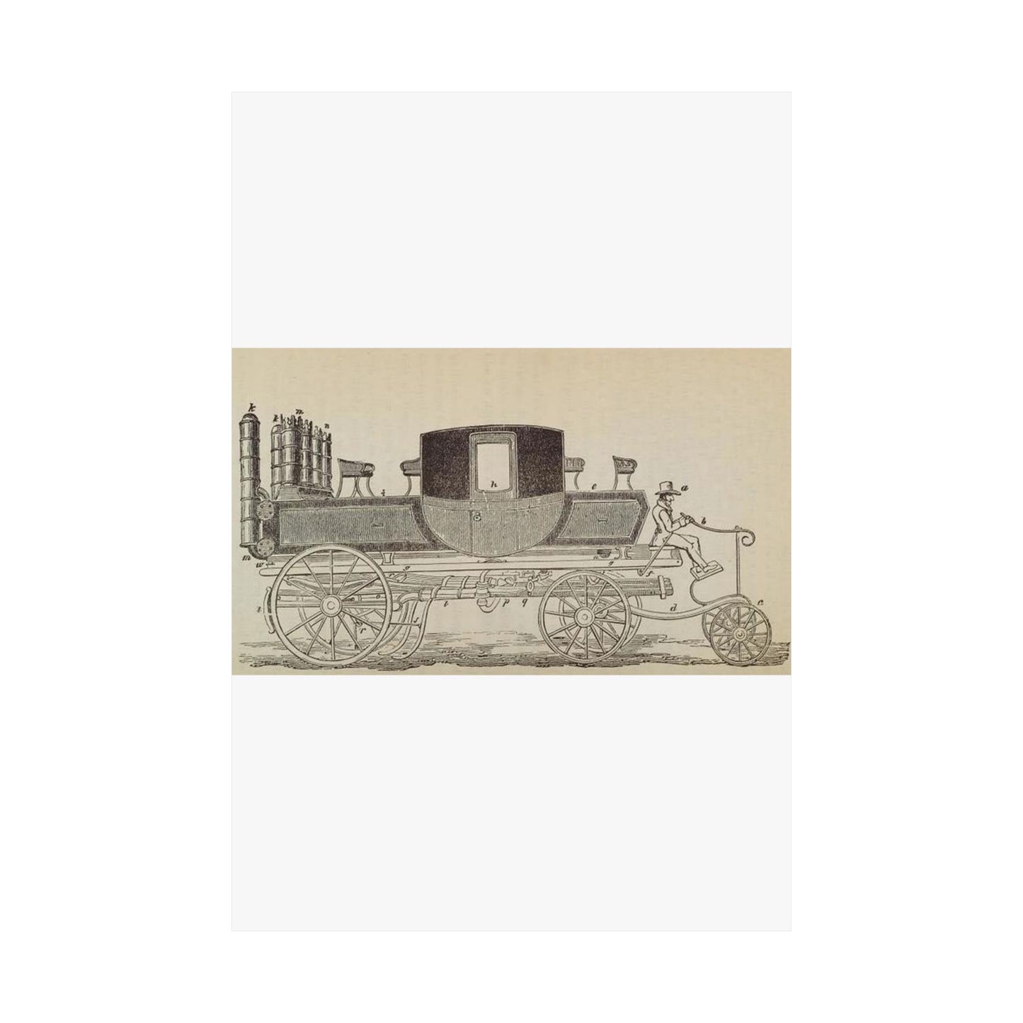 Patent Drawing of Engine - Patent steam carriage, by Mr. Goldsworthy Gurney, of Argyle Street, London, 1826 Public domain  image High Quality Matte Wall Art Poster for Home, Office, Classroom