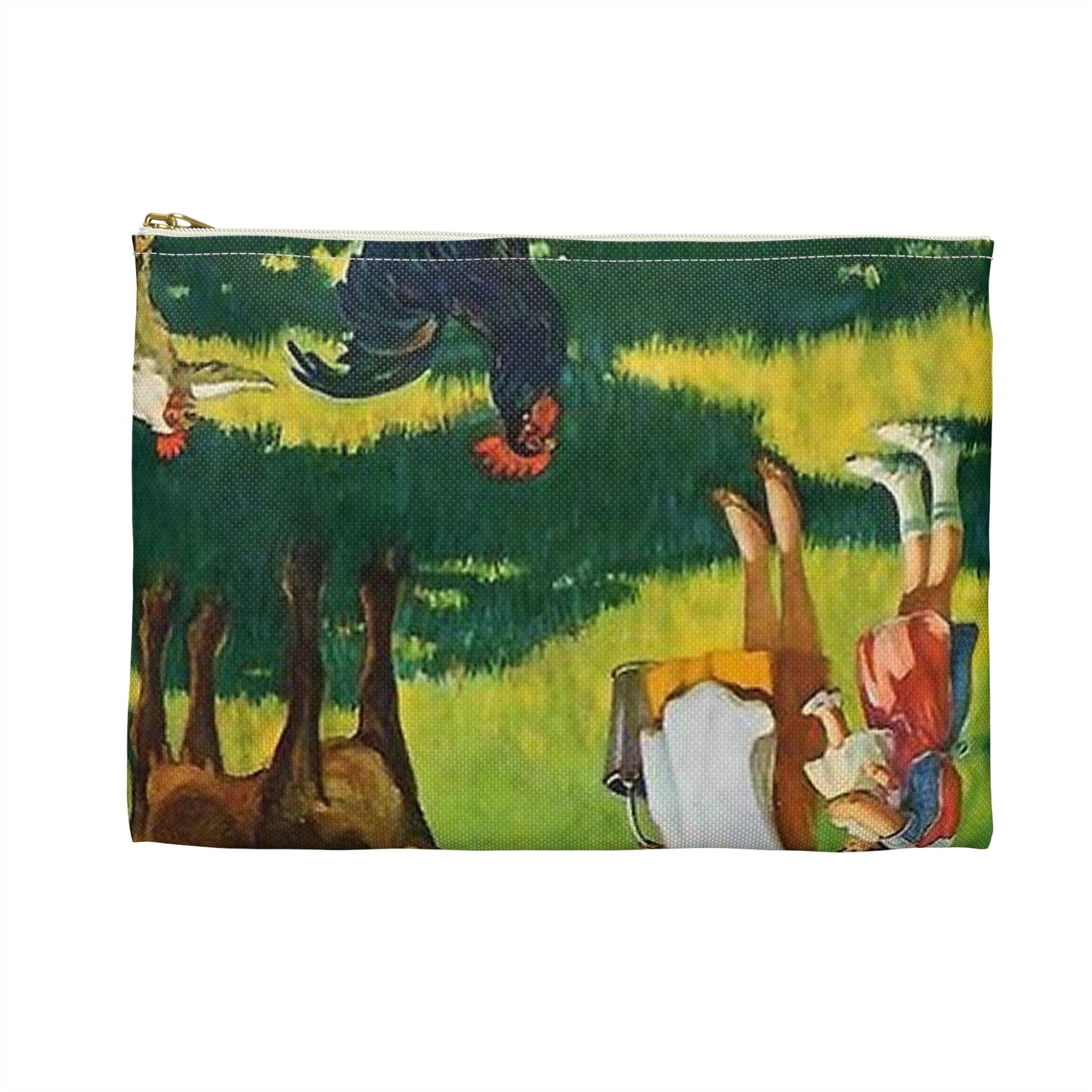 A Milking We Will Go, painting by Edward Mason Eggleston Large Organizer Pouch with Black Zipper