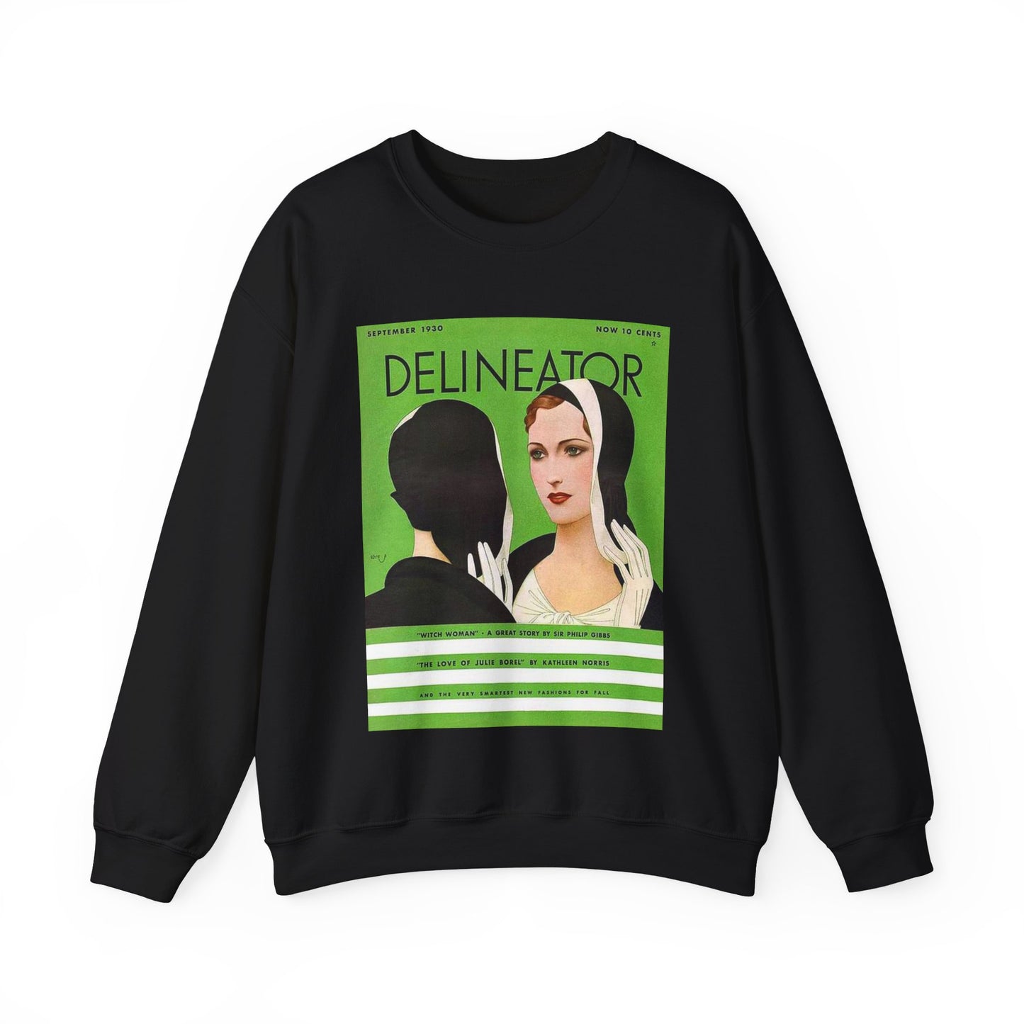 Delineator 1930-09 - Art Deco public domain image Black Heavy Blend Adult Crew Neck SweatShirt