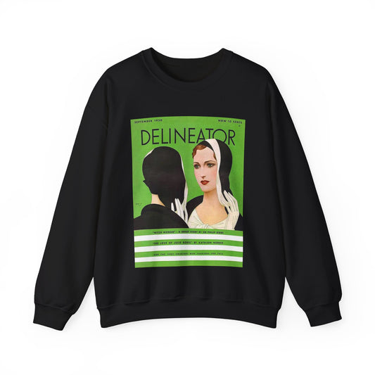 Delineator 1930-09 - Art Deco public domain image Black Heavy Blend Adult Crew Neck SweatShirt