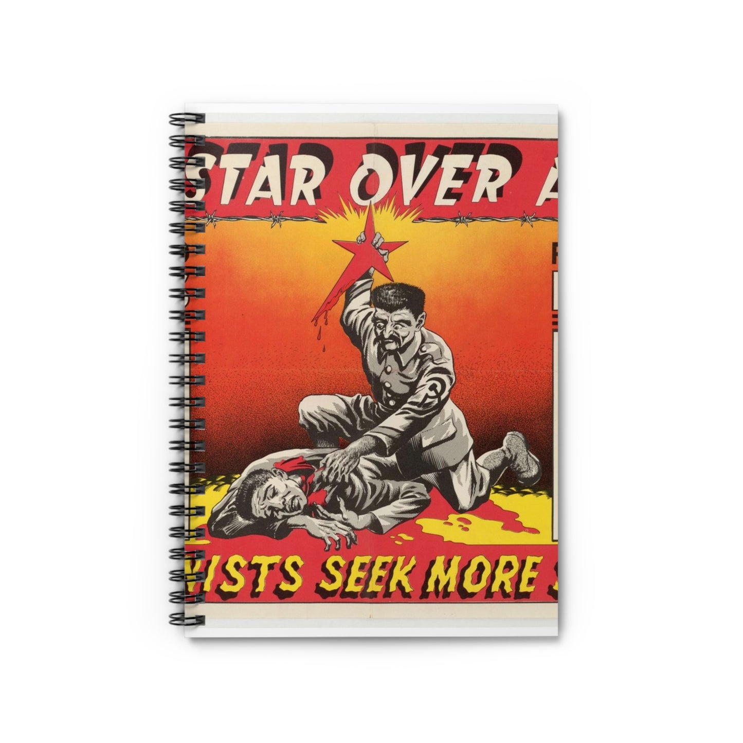 Red Star Over Asia PO-24-E, United States information service propaganda Spiral Bound Ruled Notebook with Printed Cover