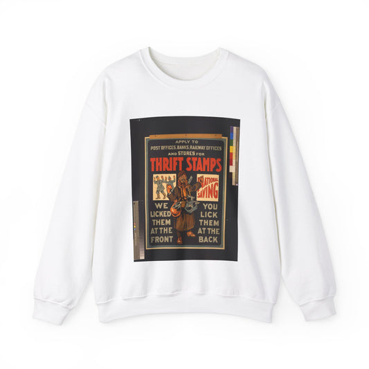 Thrift stamps. We licked them at the front, you lick them at the back White Heavy Blend Adult Crew Neck SweatShirt