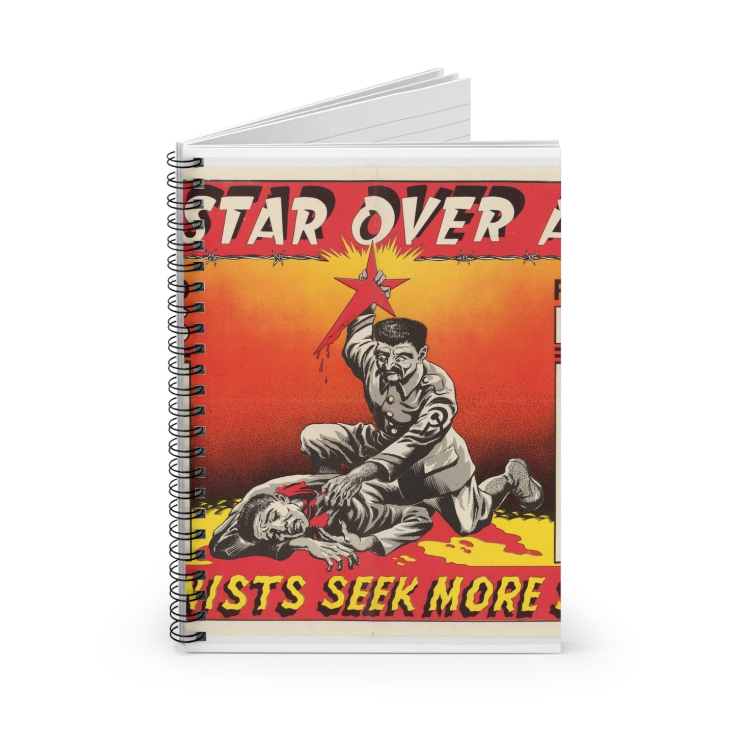 Red Star Over Asia PO-24-E, United States information service propaganda Spiral Bound Ruled Notebook with Printed Cover