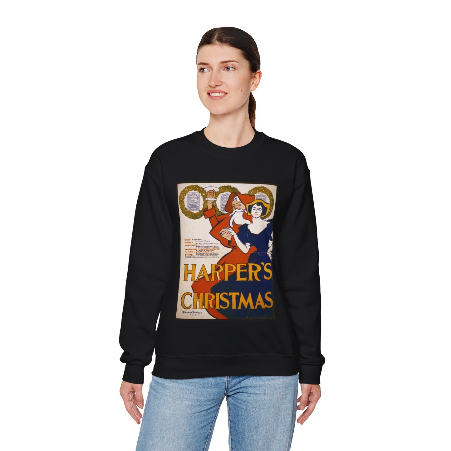 Edward Penfield - Harper's [for] Christmas, Art Nouveau Poster Black Heavy Blend Adult Crew Neck SweatShirt