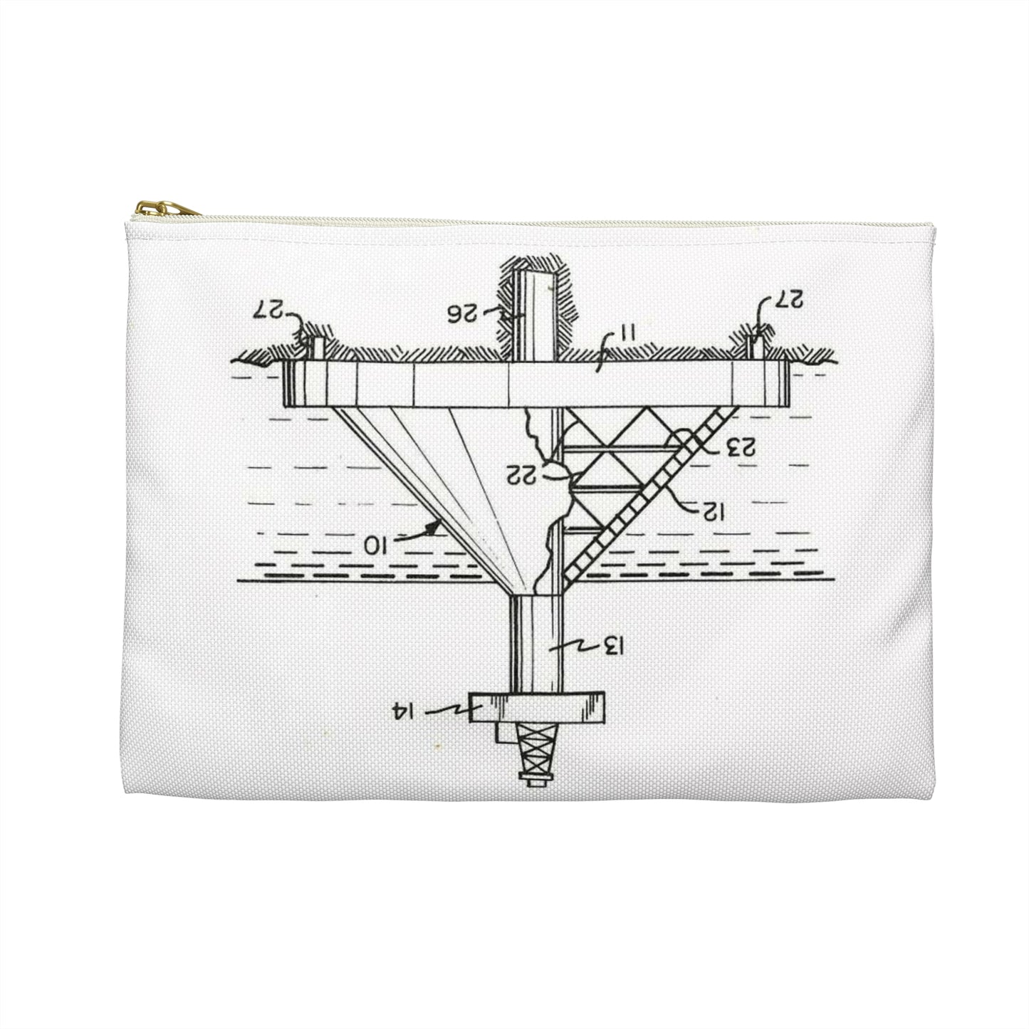 Patent Case File No. 3,793,840, Mobile Arctic Drilling and Production Platform, Inventor(s)- George E. Mott and James P. Wilbourn. - DPLA - 8f260bf2cd8926afbf4da017454f39b3 (page 6) Large Organizer Pouch with Black Zipper