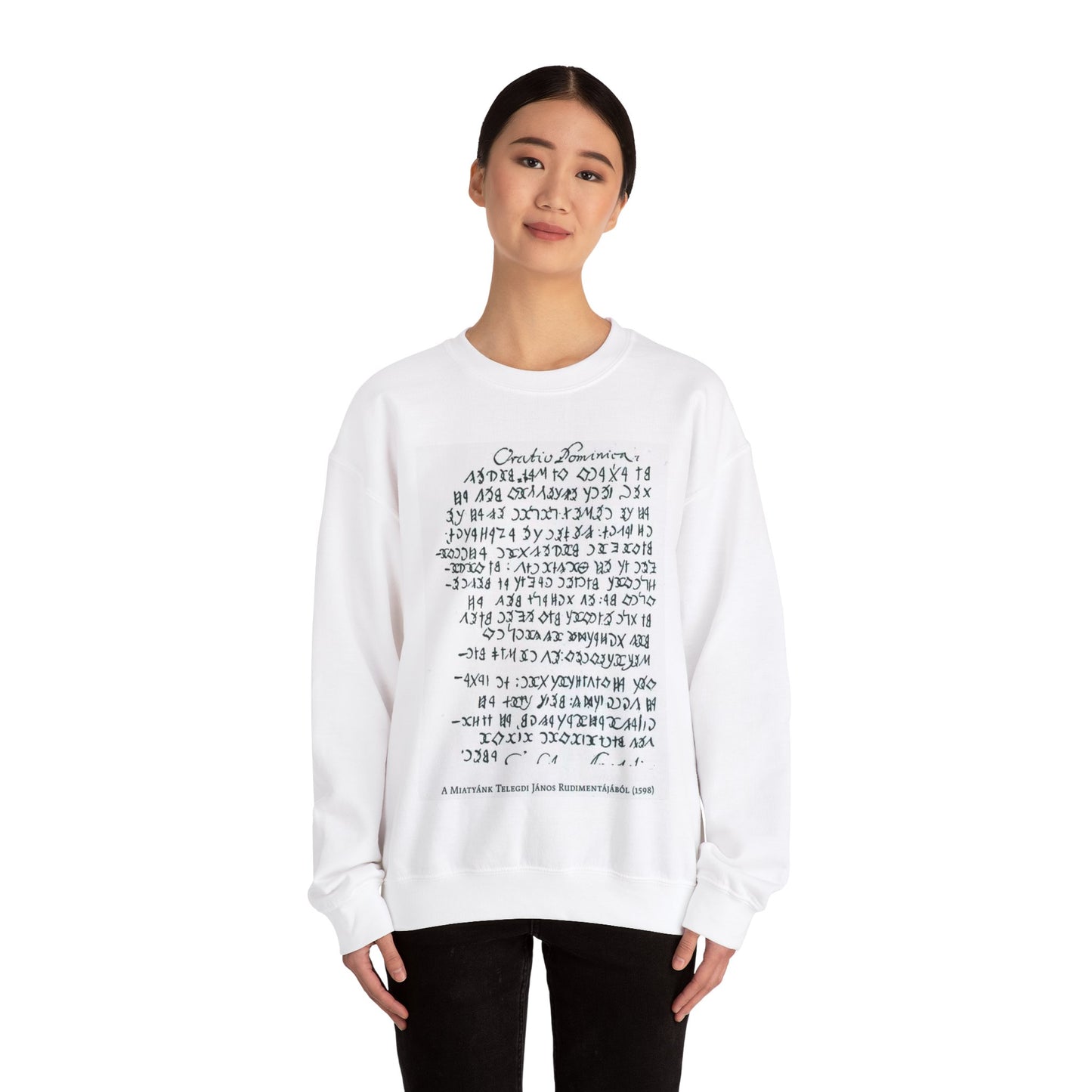 Our Father in Old Hungarian Script, 1598 White Heavy Blend Adult Crew Neck SweatShirt