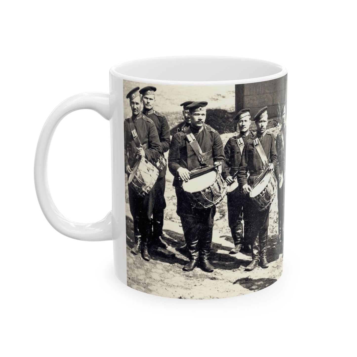 Vladimir, Vokzalnaya Street. A platoon of drummers 10 of the Little Russian Grenadier Regiment. Beautiful Novelty Ceramic Coffee Mug 11oz