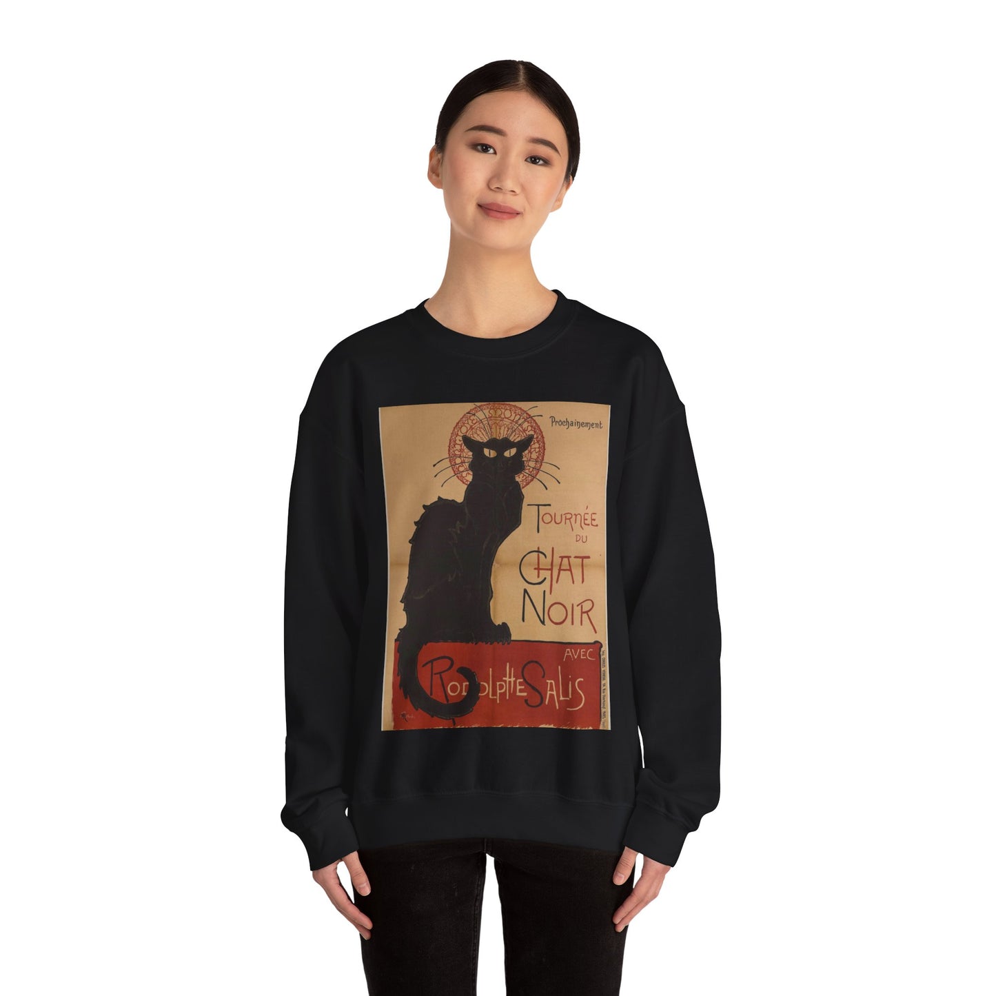 Prochainement/Tournée/ DU/ CHAT/ NOIR/ AVEC/ RODOLPHE SALIS Black Heavy Blend Adult Crew Neck SweatShirt